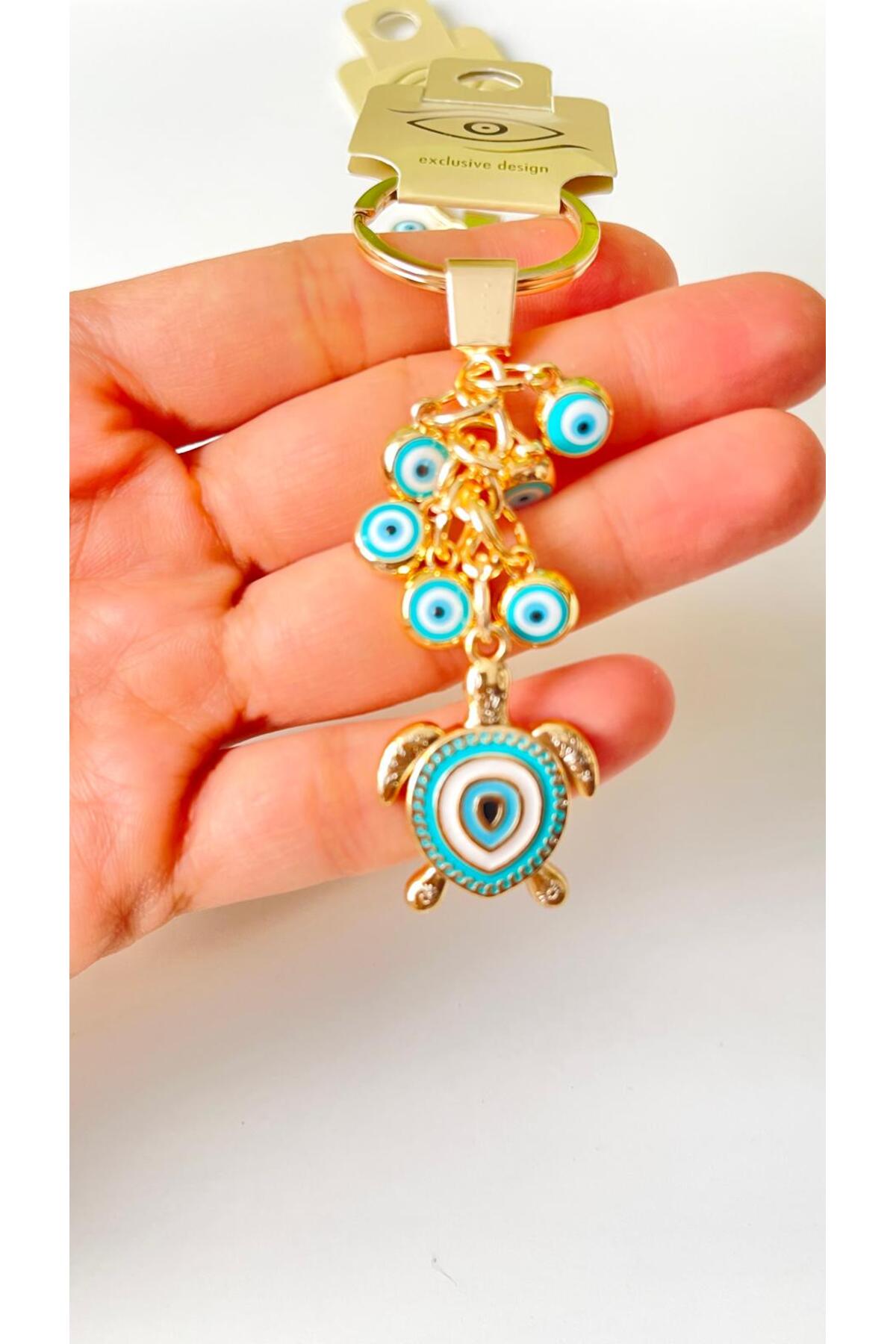 Madeleine Dangling Evil Eye Keychain - Turquoise Turtle