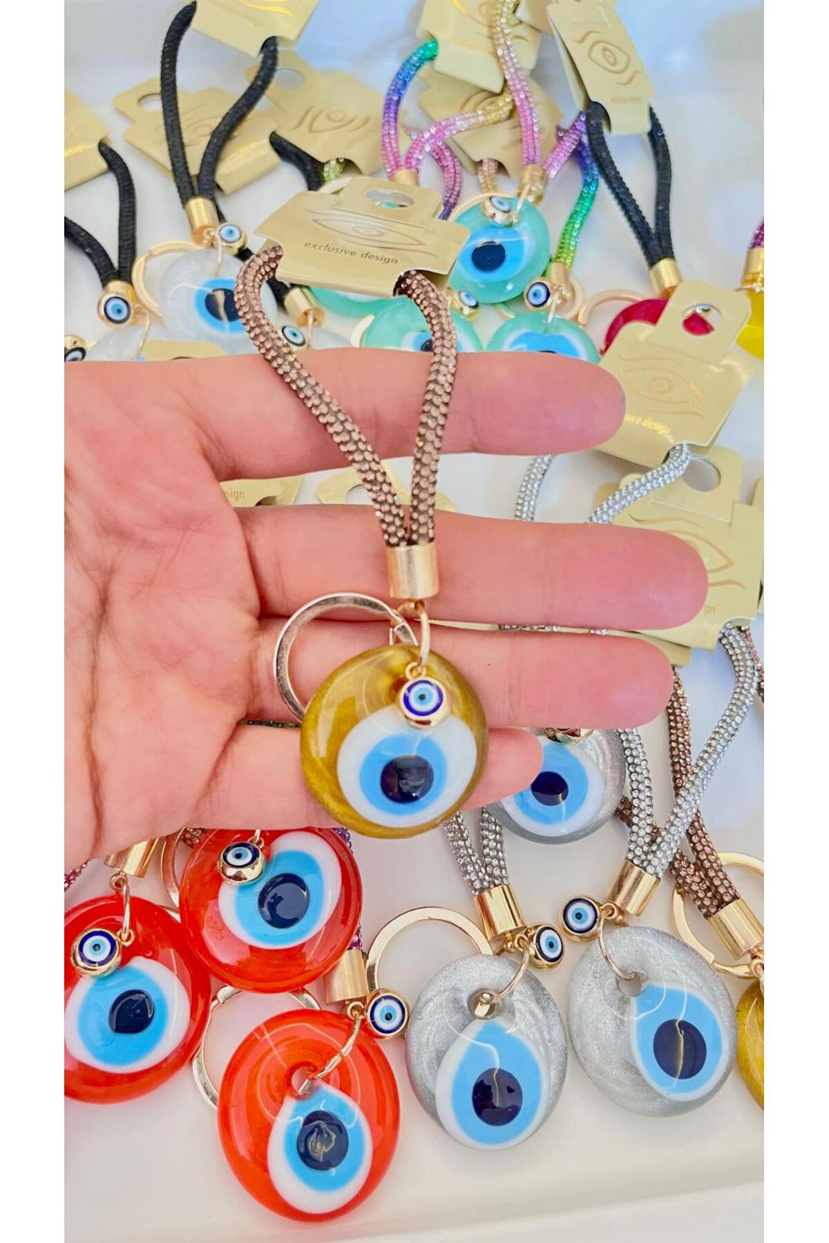 Meredith Glass Evil Eye Cord Charm - Gold