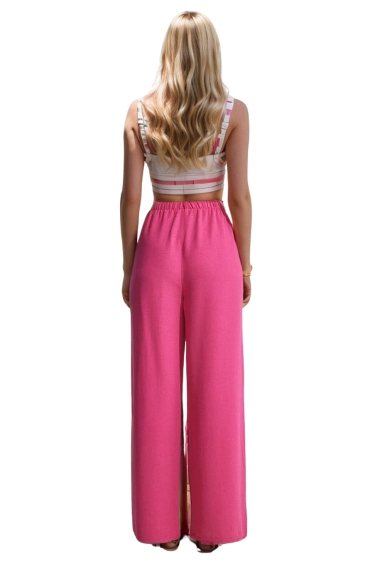 Lucy Women's Linen Blend Wide Leg Palazzo Pants - Fuchsia