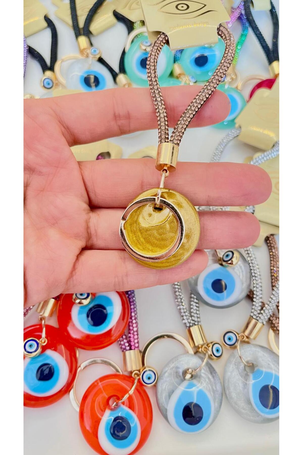 Meredith Glass Evil Eye Cord Charm - Gold