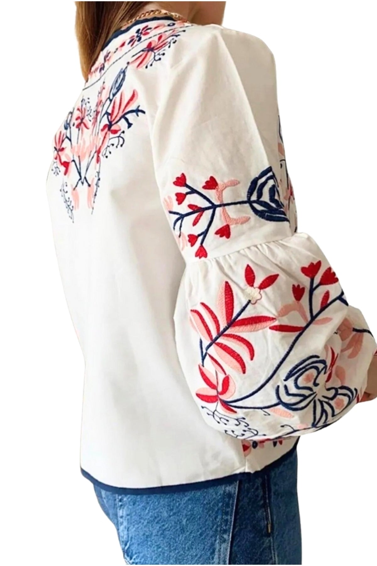 Elaine Women's Vintage Inspired Embroidered Jacket - White