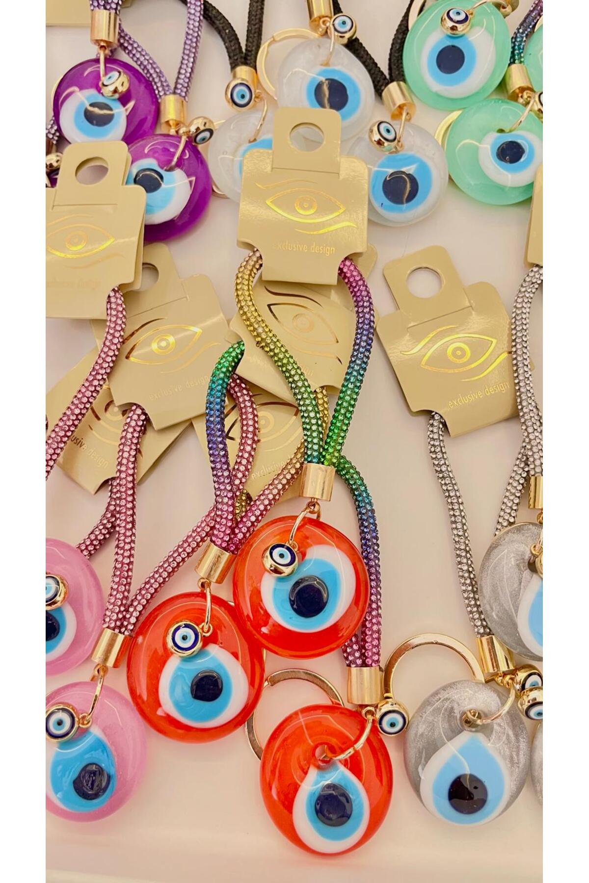 Meredith Glass Evil Eye Cord Charm - Orange
