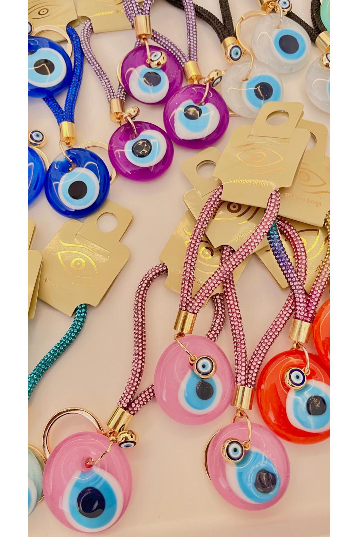 Meredith Glass Evil Eye Cord Charm - Pink