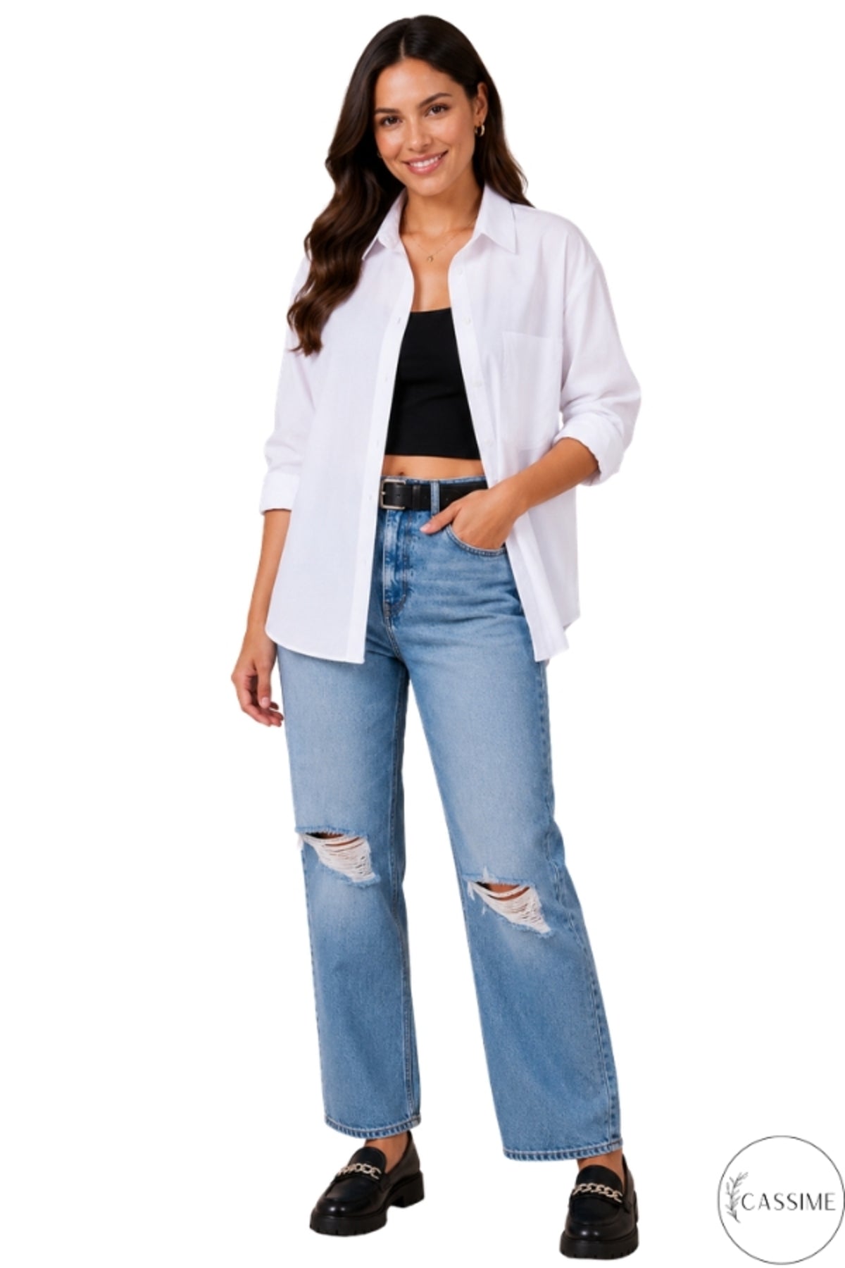 Melissa Women's Oversized Longline Shirt - White