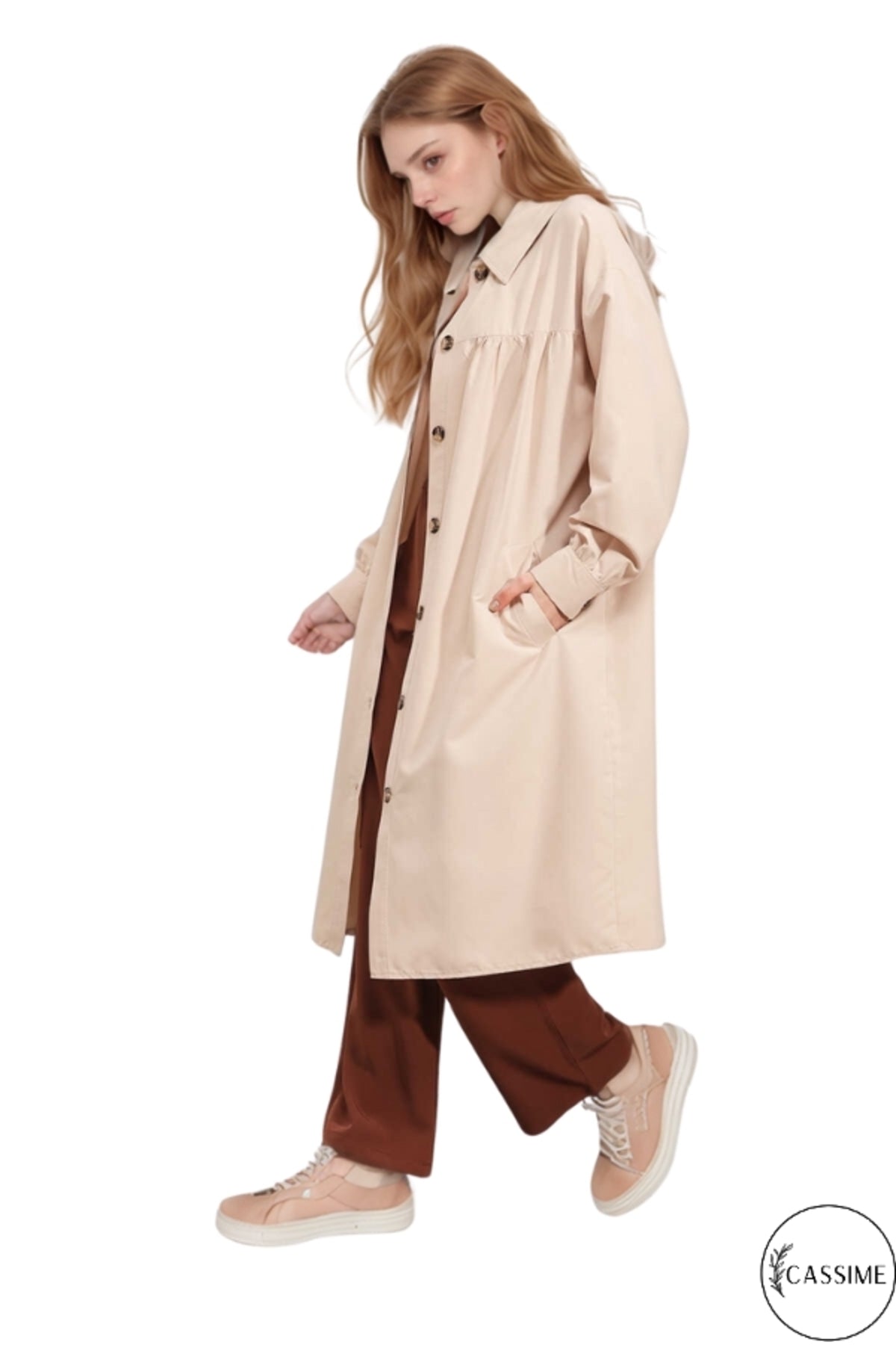 Esther Women's Transitional Trench Coat - Cream