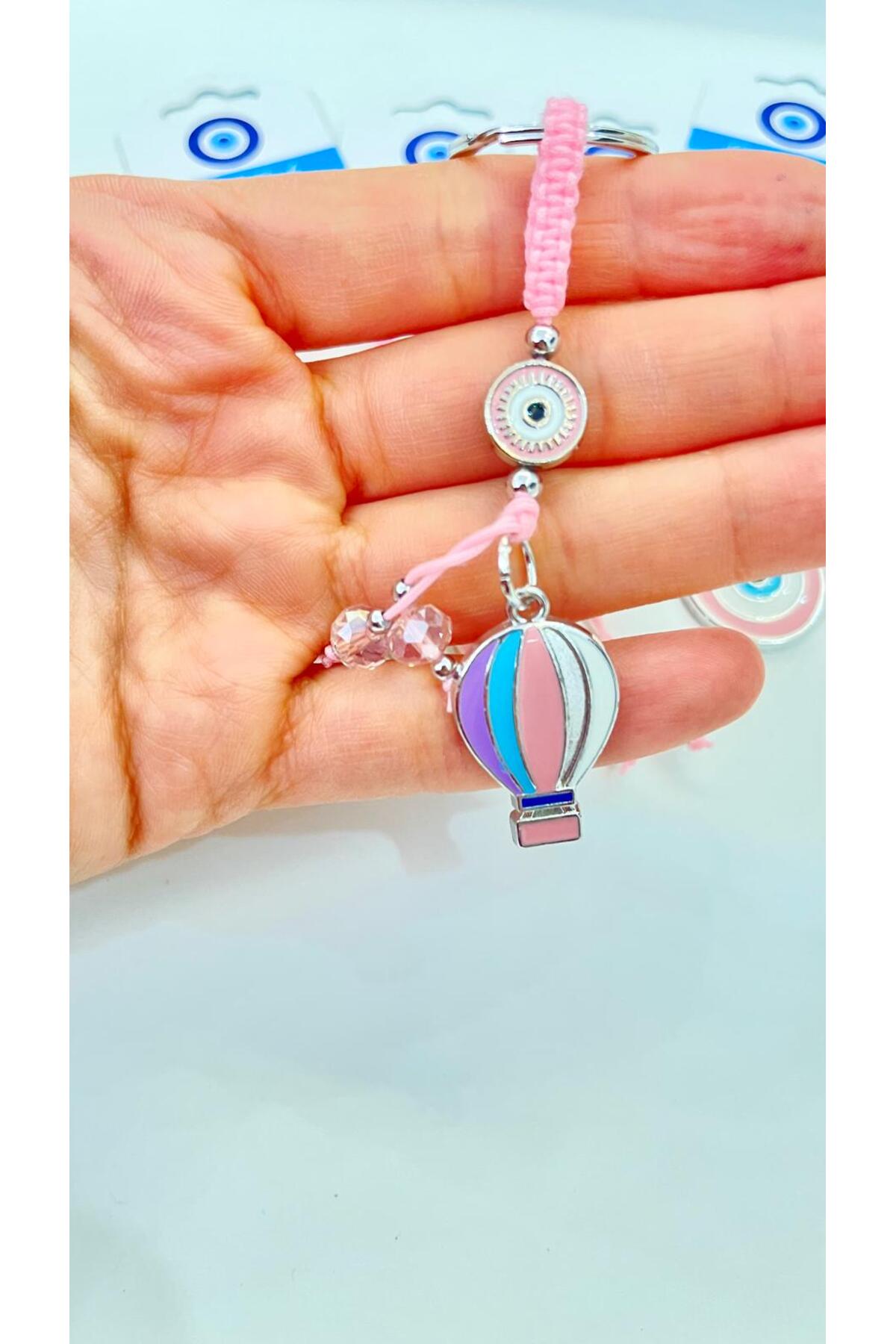 Abigail Silver-Plated Evil Eye Keychain - Pink Balloon
