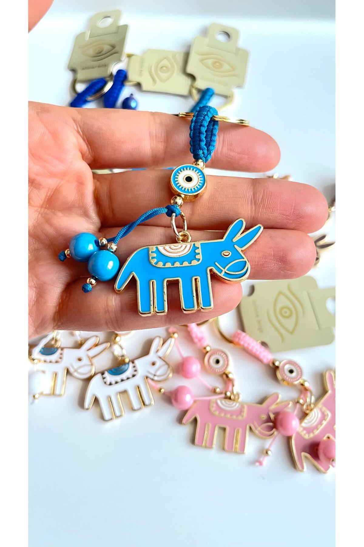 Bella Gold-Plated Animal Charm Keychain - Blue Donkey Design
