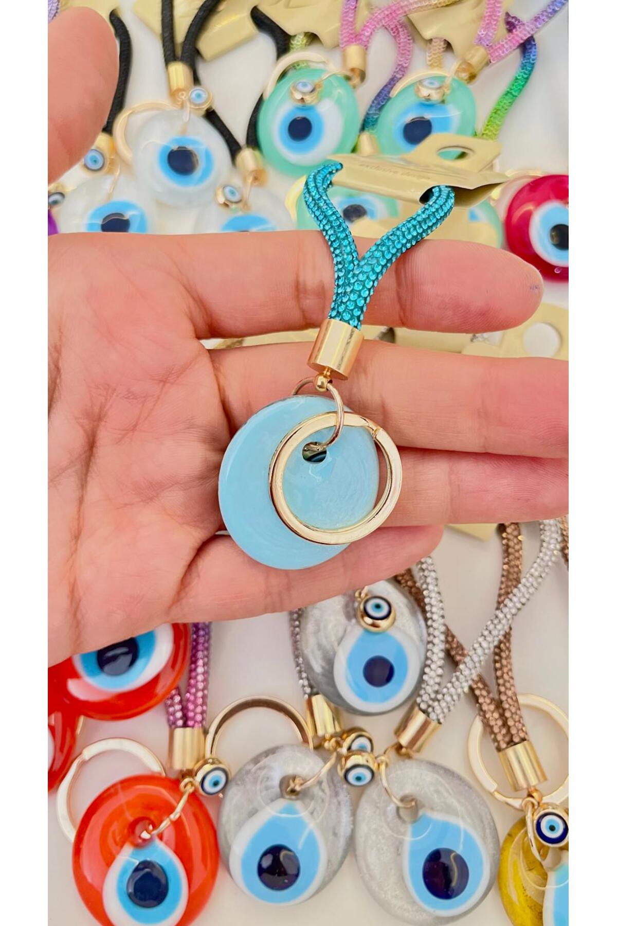 Meredith Glass Evil Eye Cord Charm - Turquoise Cord