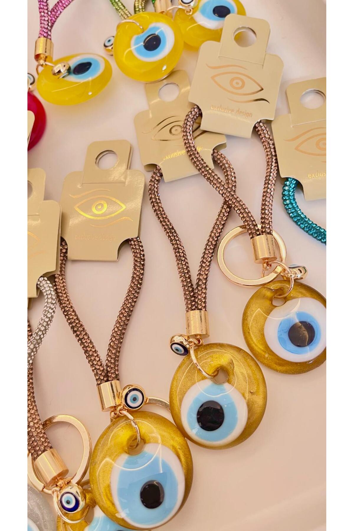 Meredith Glass Evil Eye Cord Charm - Gold