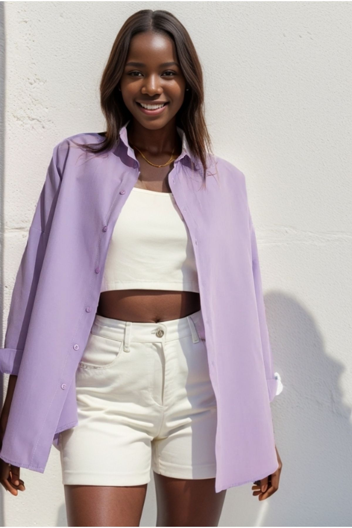 Melissa Women's Oversized Longline Shirt - Lilac