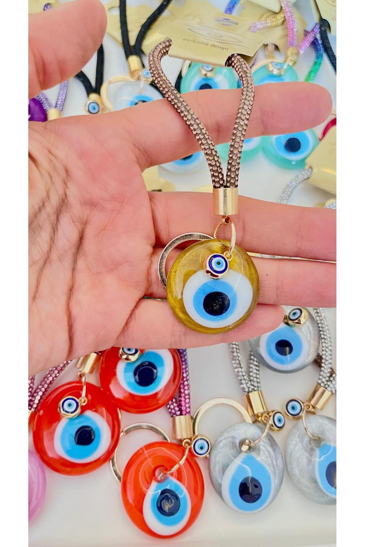 Meredith Glass Evil Eye Cord Charm - Gold