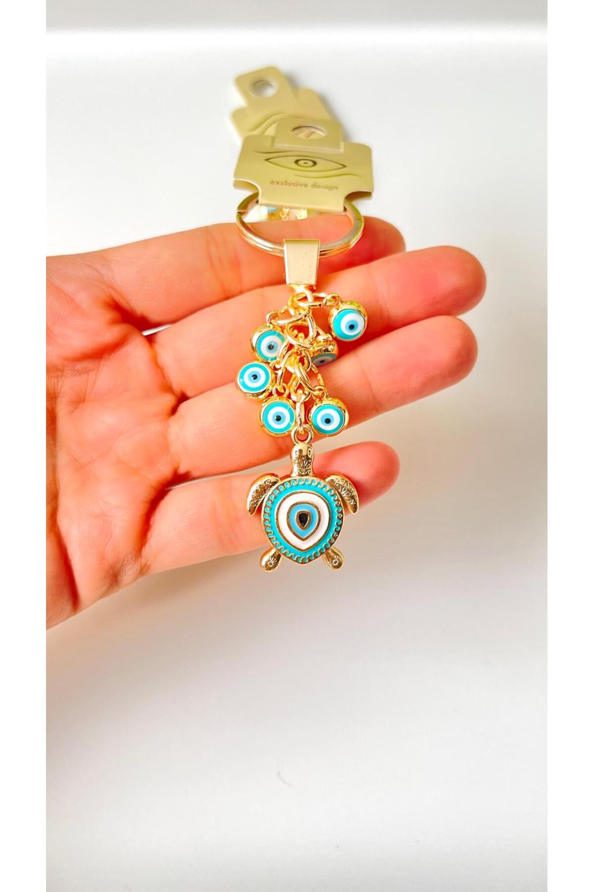 Madeleine Dangling Evil Eye Keychain - Turquoise Turtle