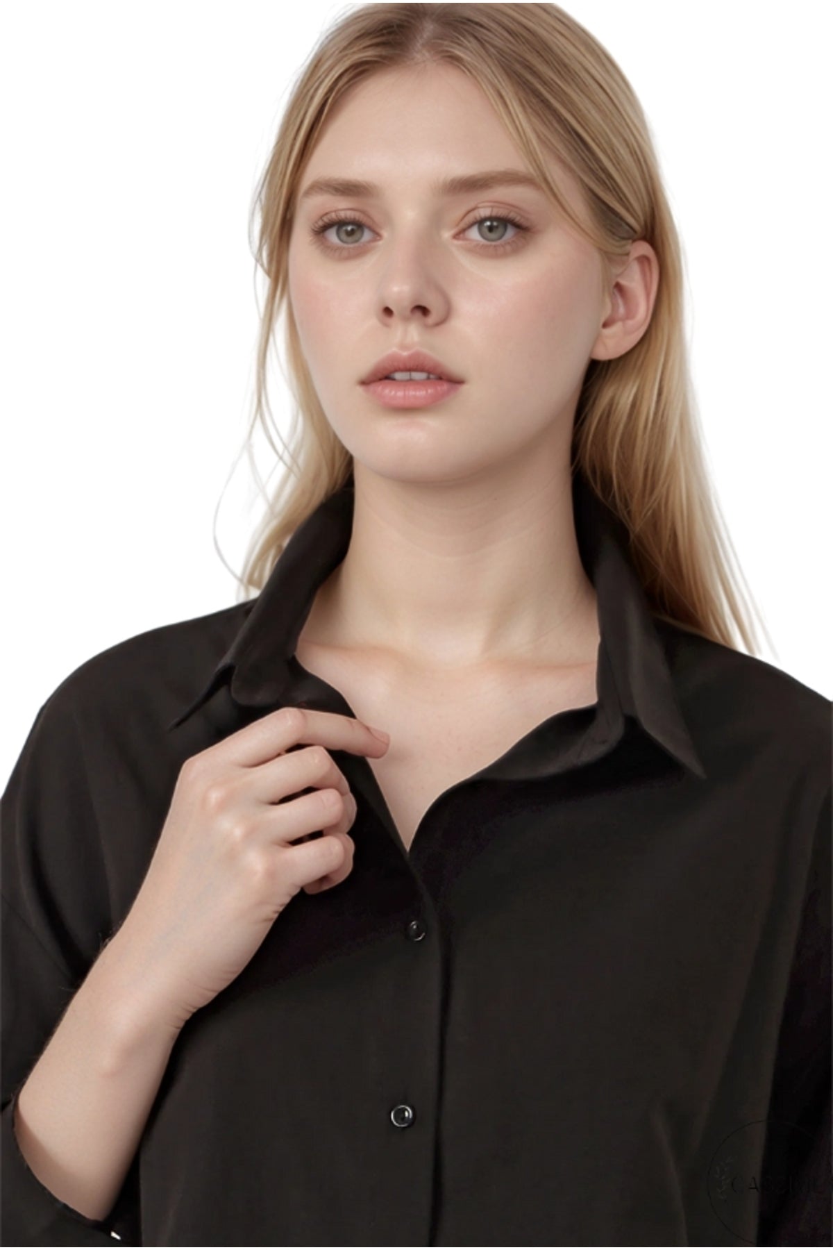 Isabella Women's Oversized Drawstring Shirt - Black