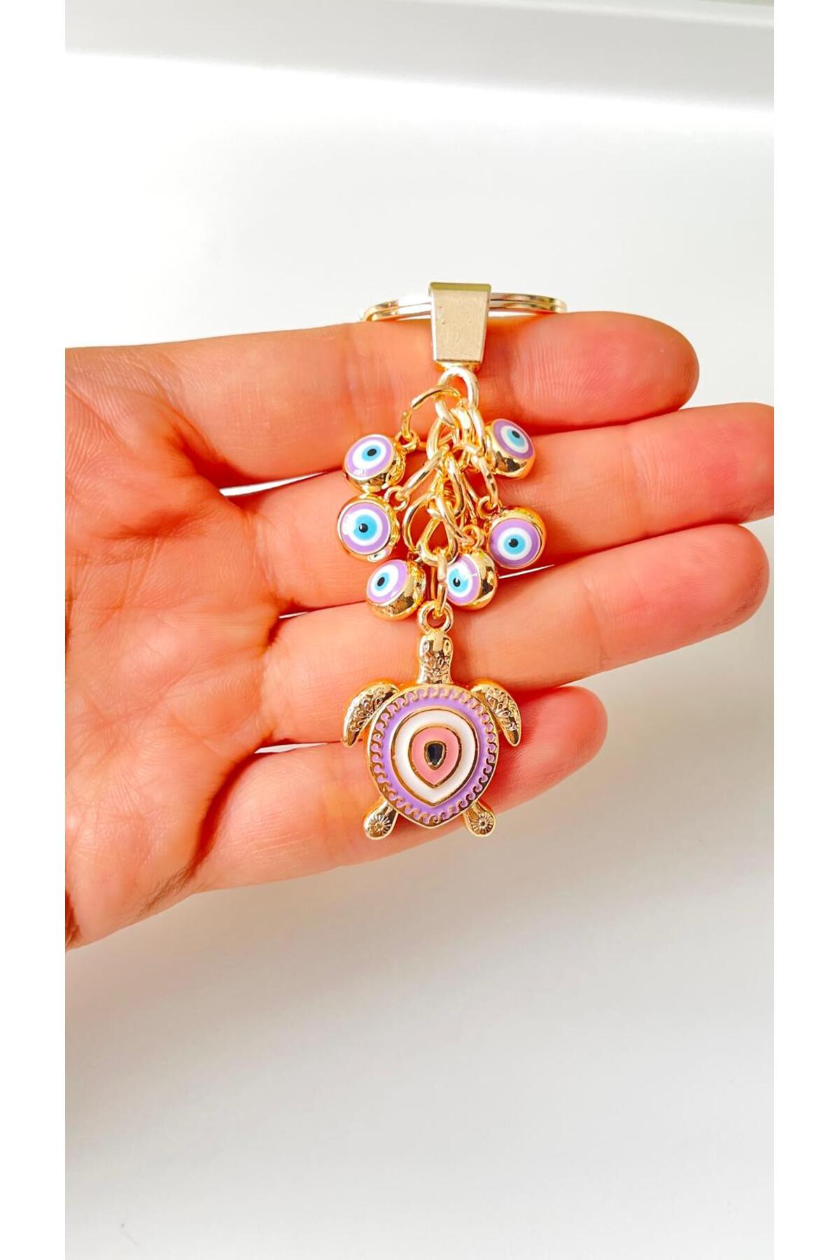 Madeleine Dangling Evil Eye Keychain - Lilac