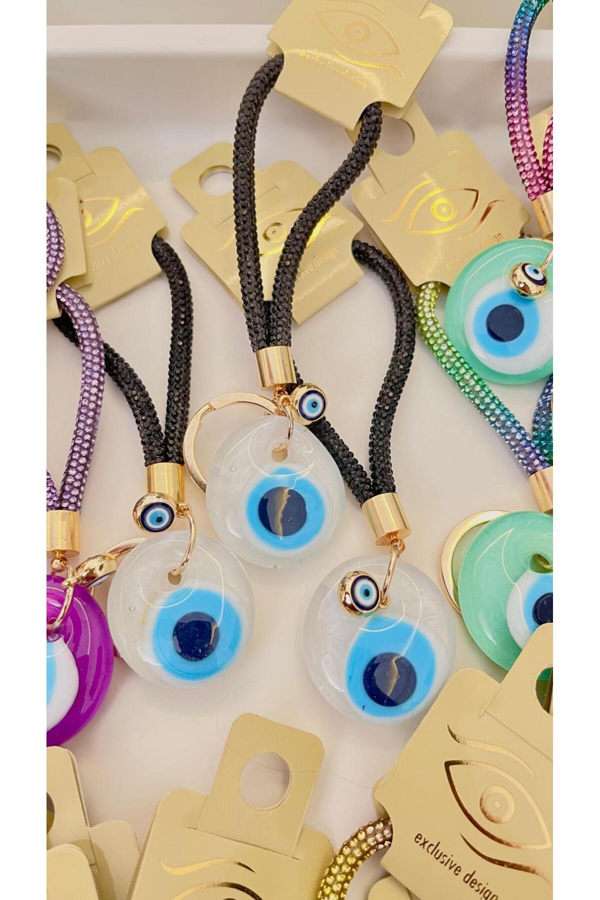 Meredith Glass Evil Eye Cord Charm - Purple