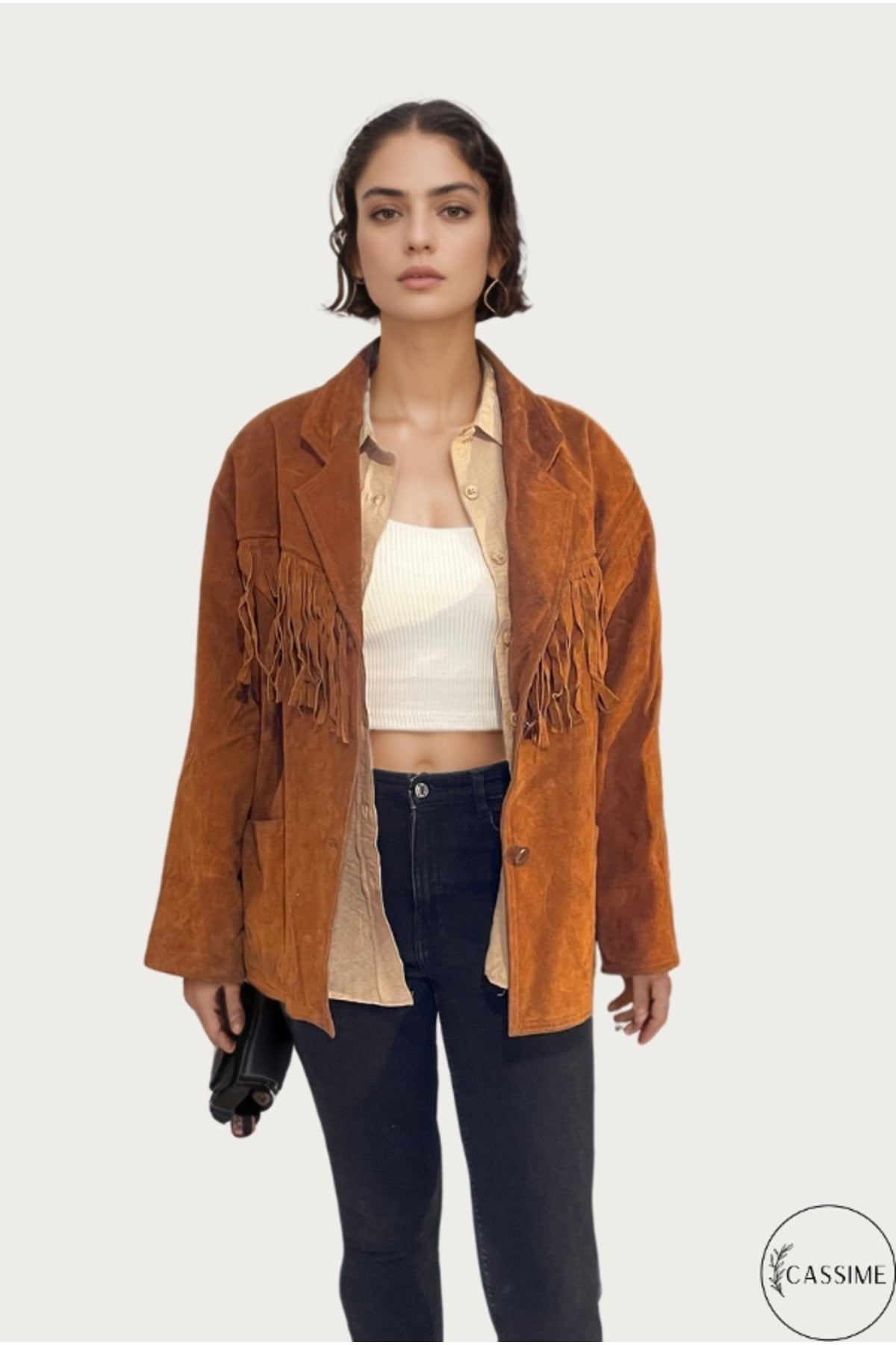 Georgia Women's Oversized Long Sleeve Shirt - Solid Beige