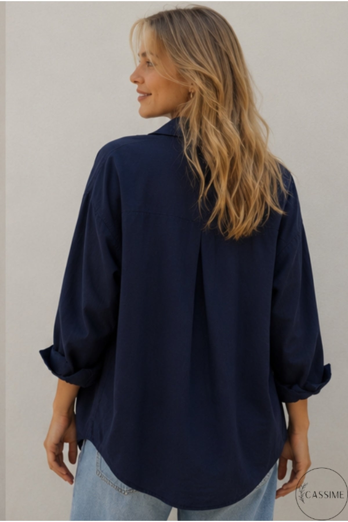 Melissa Women's Oversized Longline Shirt - Navy