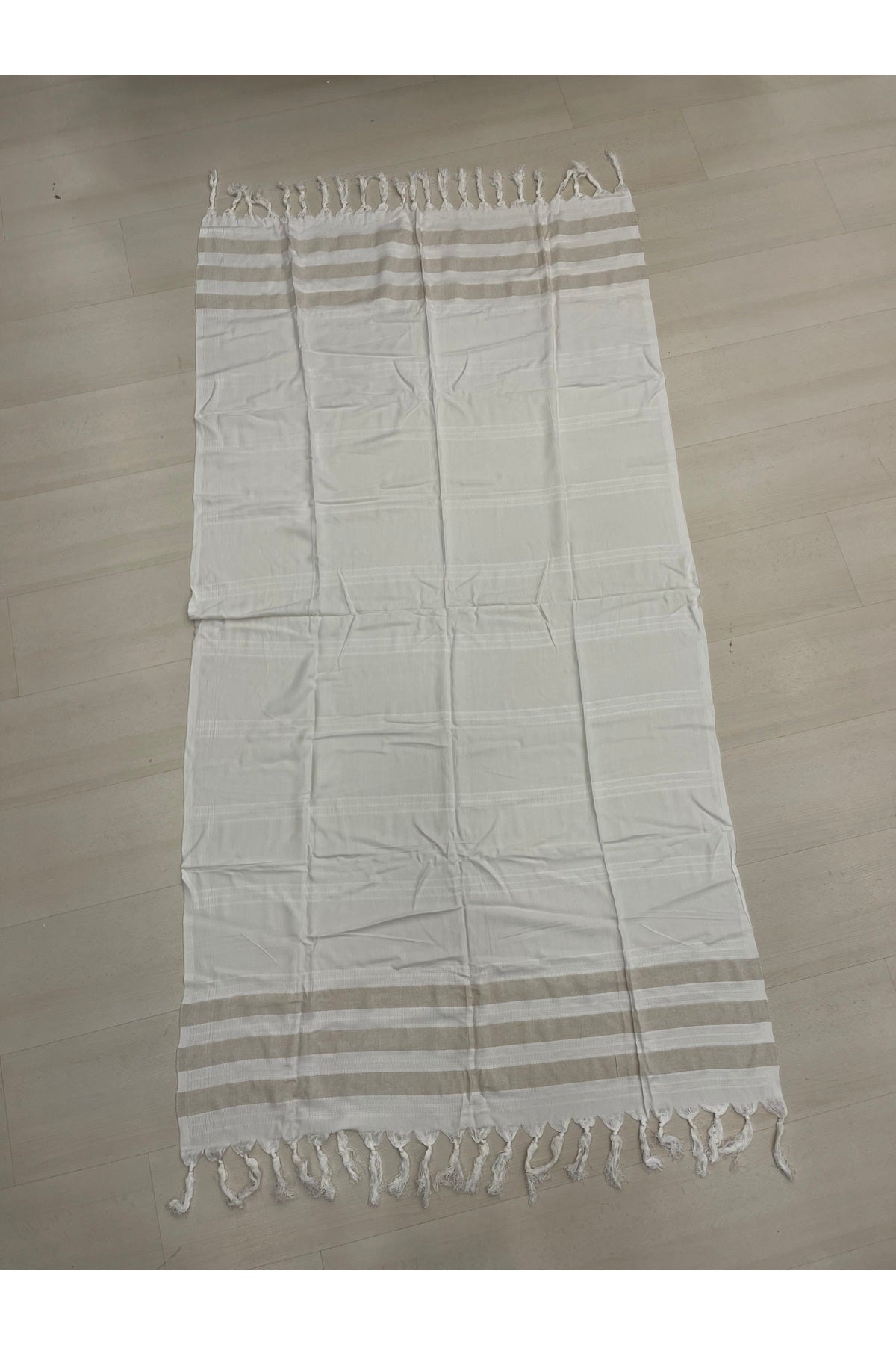 Mia Cotton Turkish Peshtemal Beach Towel - Stone Striped