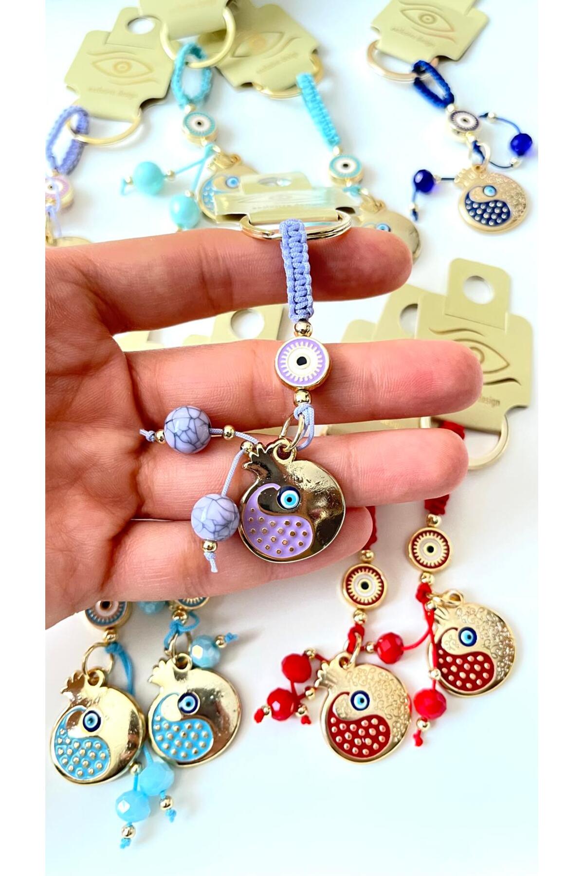 Bella Gold-Plated Animal Charm Keychain - Lilac Pomegranate Design
