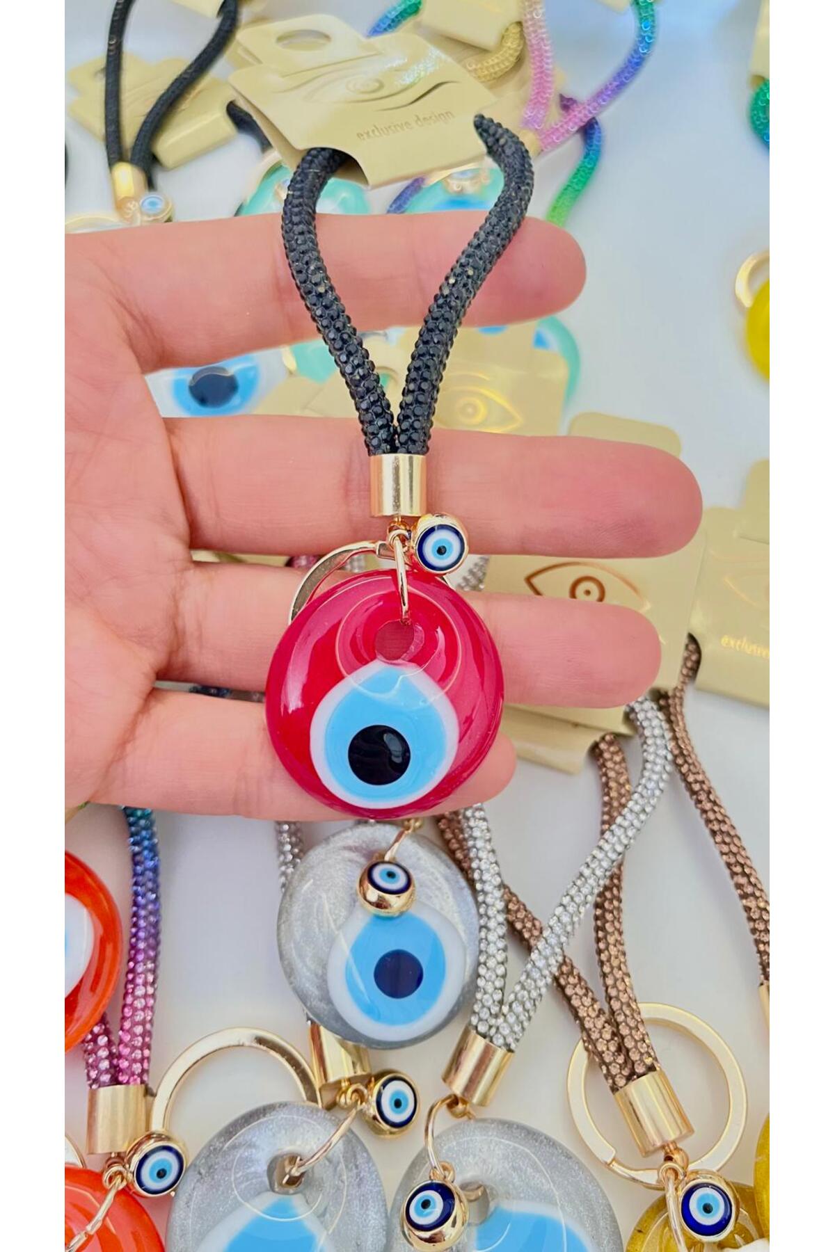 Meredith Glass Evil Eye Cord Charm - Red and Black Cord