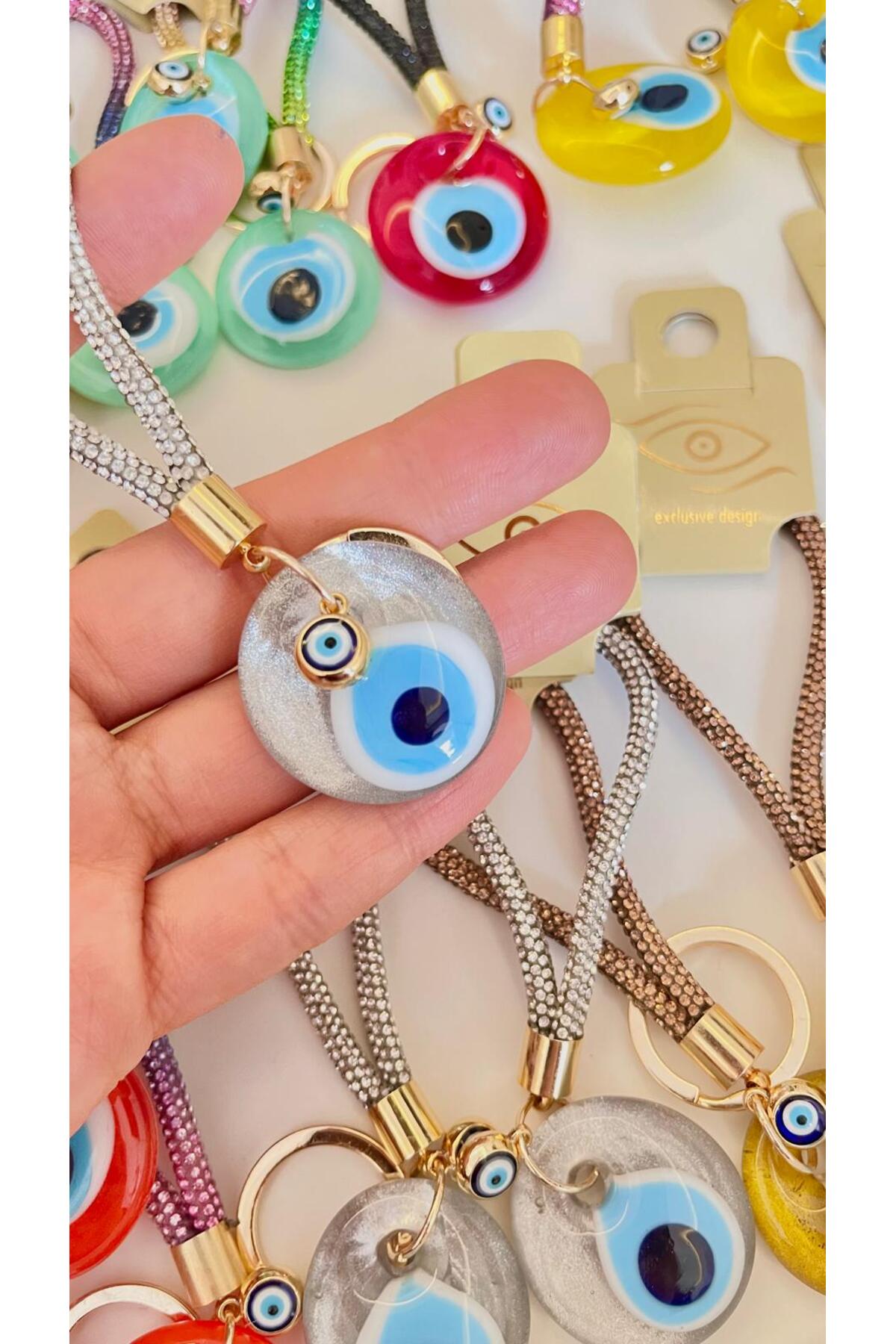 Meredith Glass Evil Eye Cord Charm - Silver-Tone