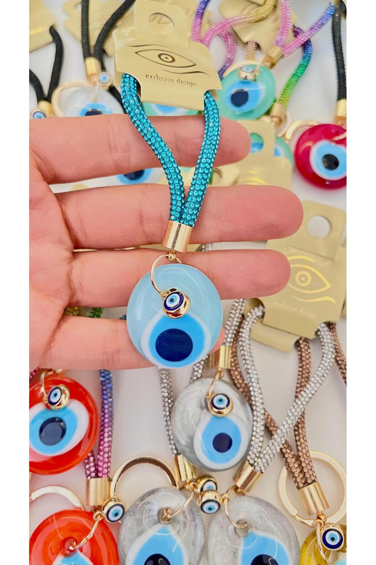 Meredith Glass Evil Eye Cord Charm - Turquoise Cord