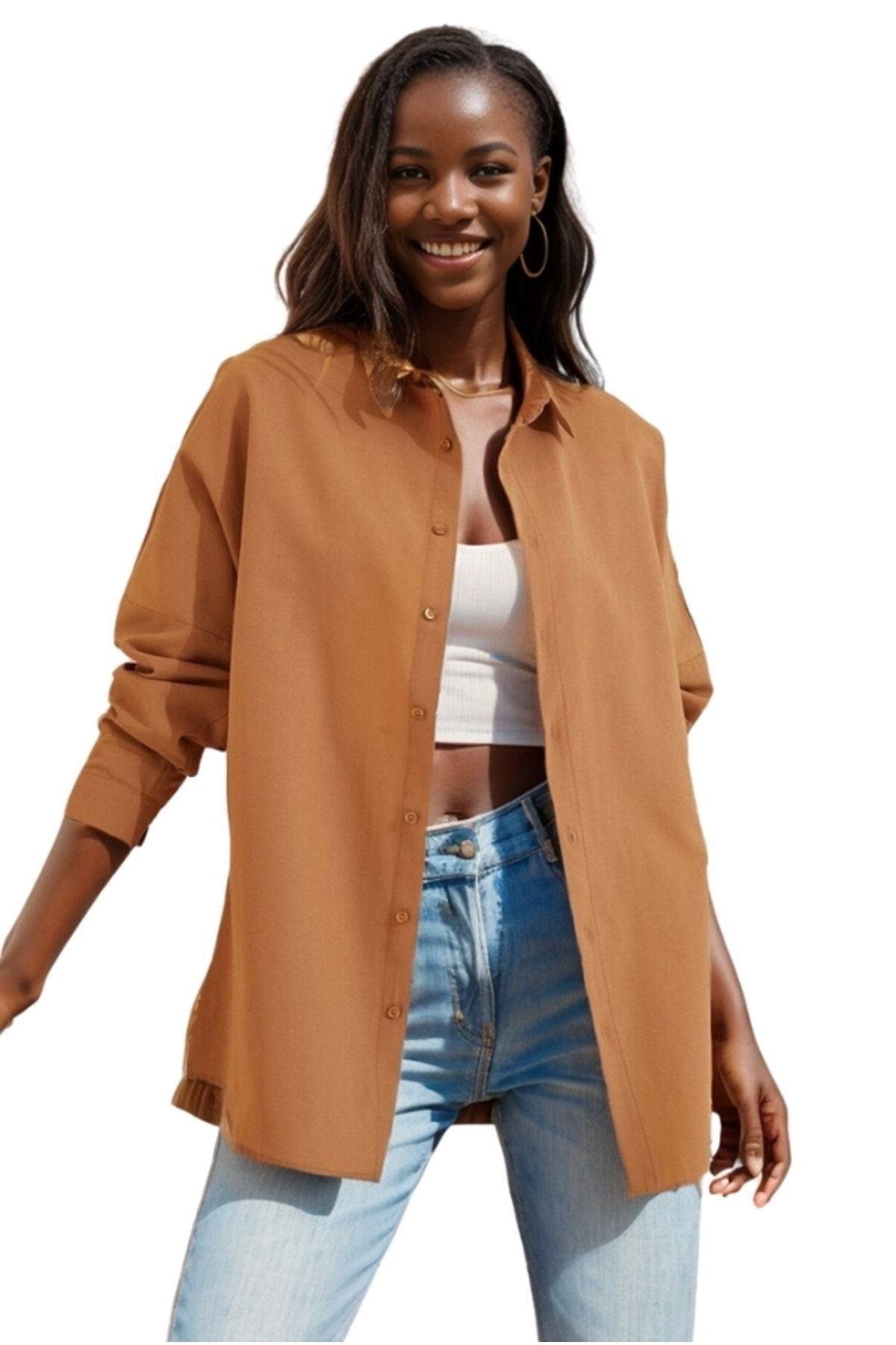 Melissa Women's Oversized Longline Shirt - Biscuit