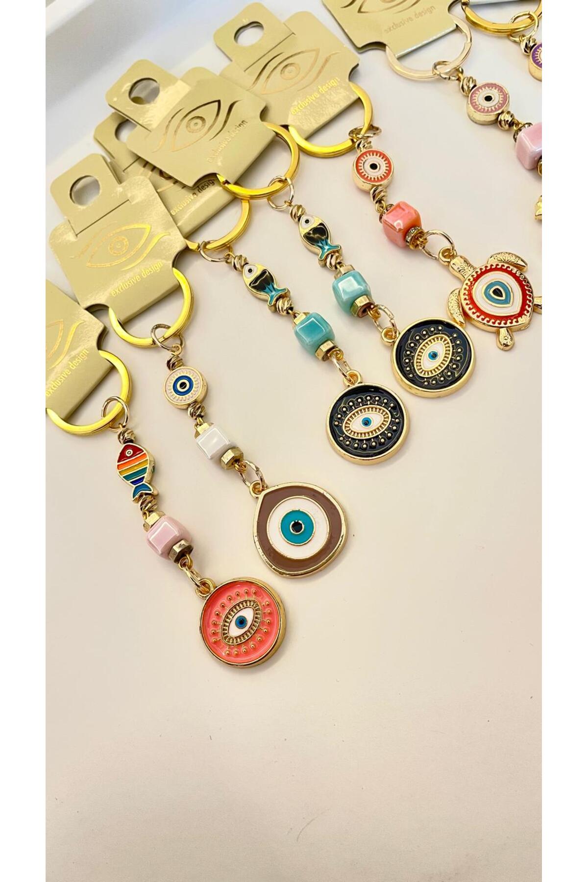 Hannah Gold-Plated Bodrum Bead Keychain - Orange