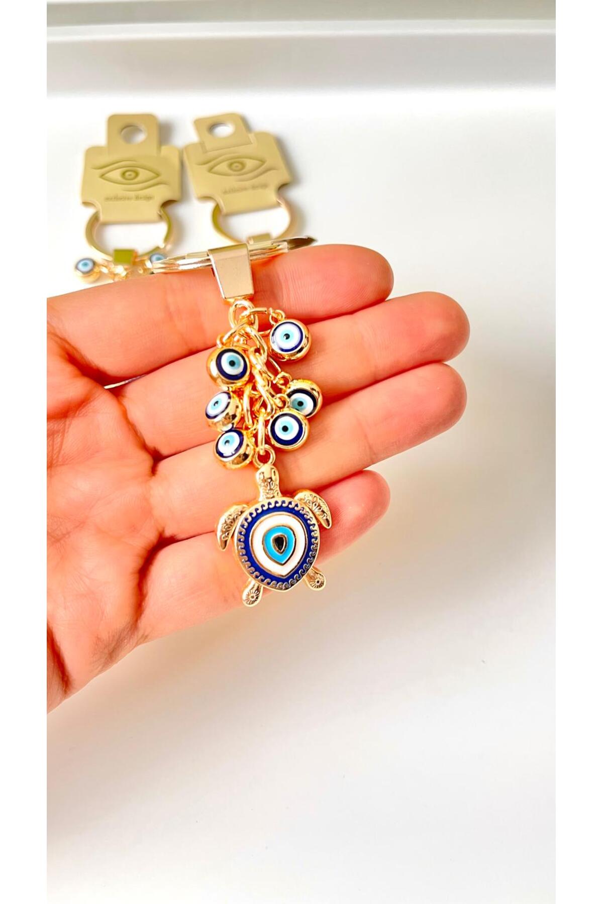 Madeleine Dangling Evil Eye Keychain - Navy Turtle Evil Eye