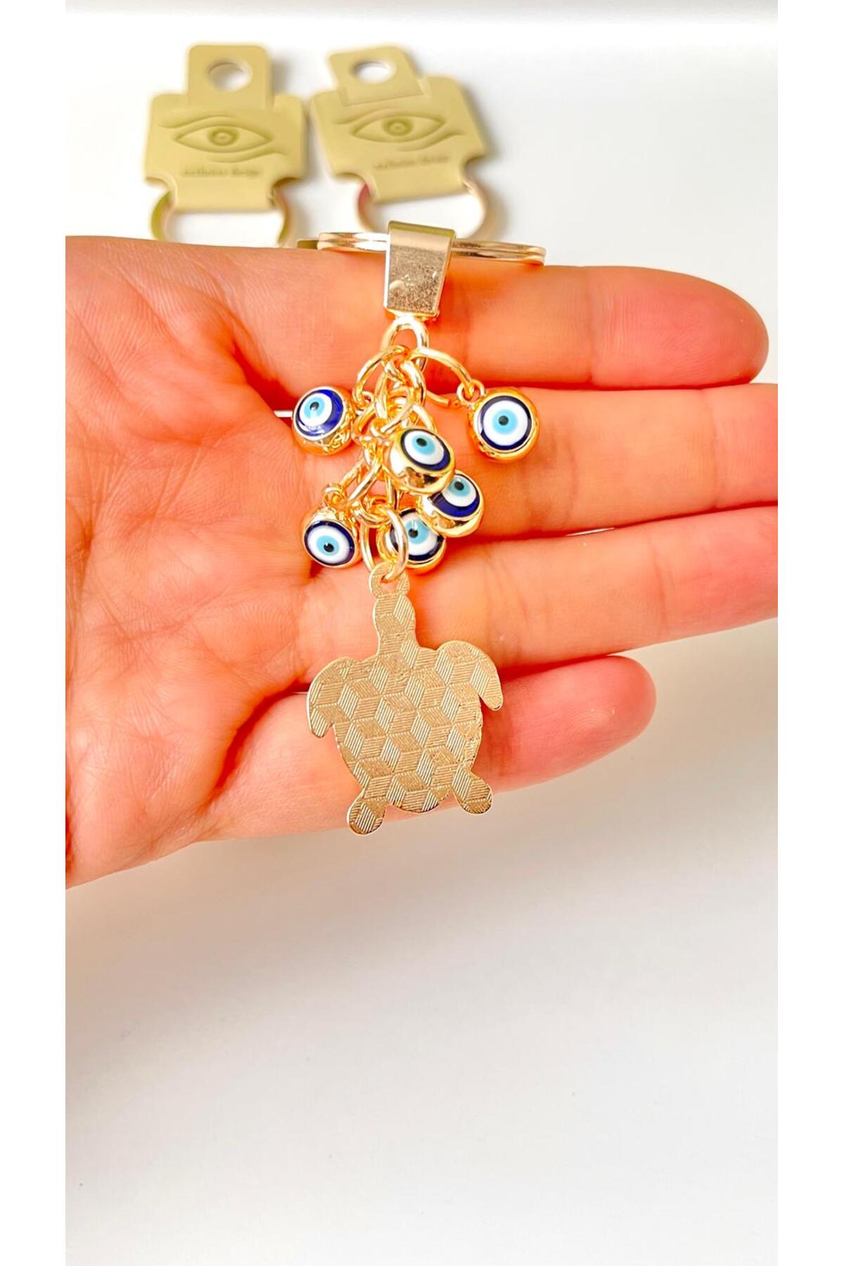 Madeleine Dangling Evil Eye Keychain - Navy Turtle Evil Eye