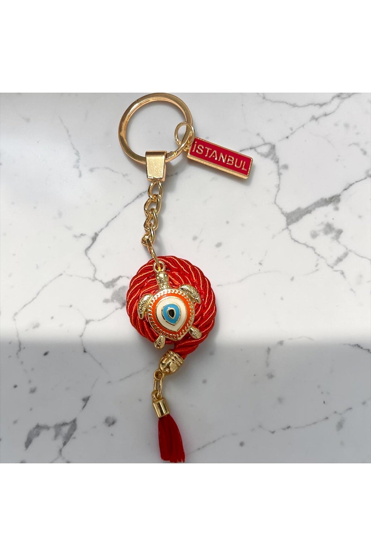 Mary Istanbul Evil Eye Tassel Keychain - Red