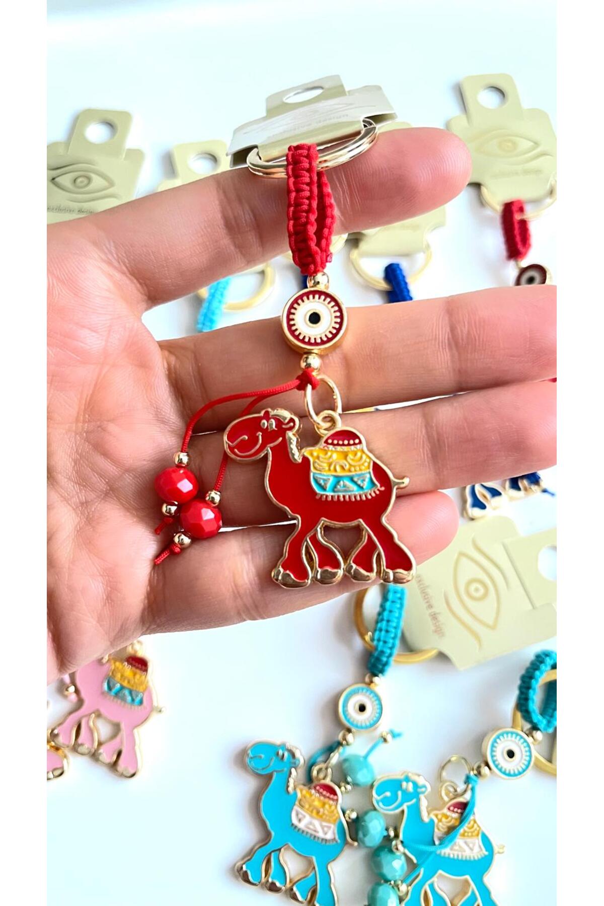 Bella Gold-Plated Animal Charm Keychain - Red Camel Design
