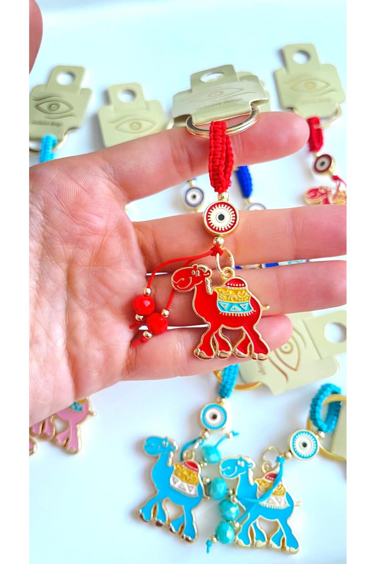Bella Gold-Plated Animal Charm Keychain - Red Camel Design