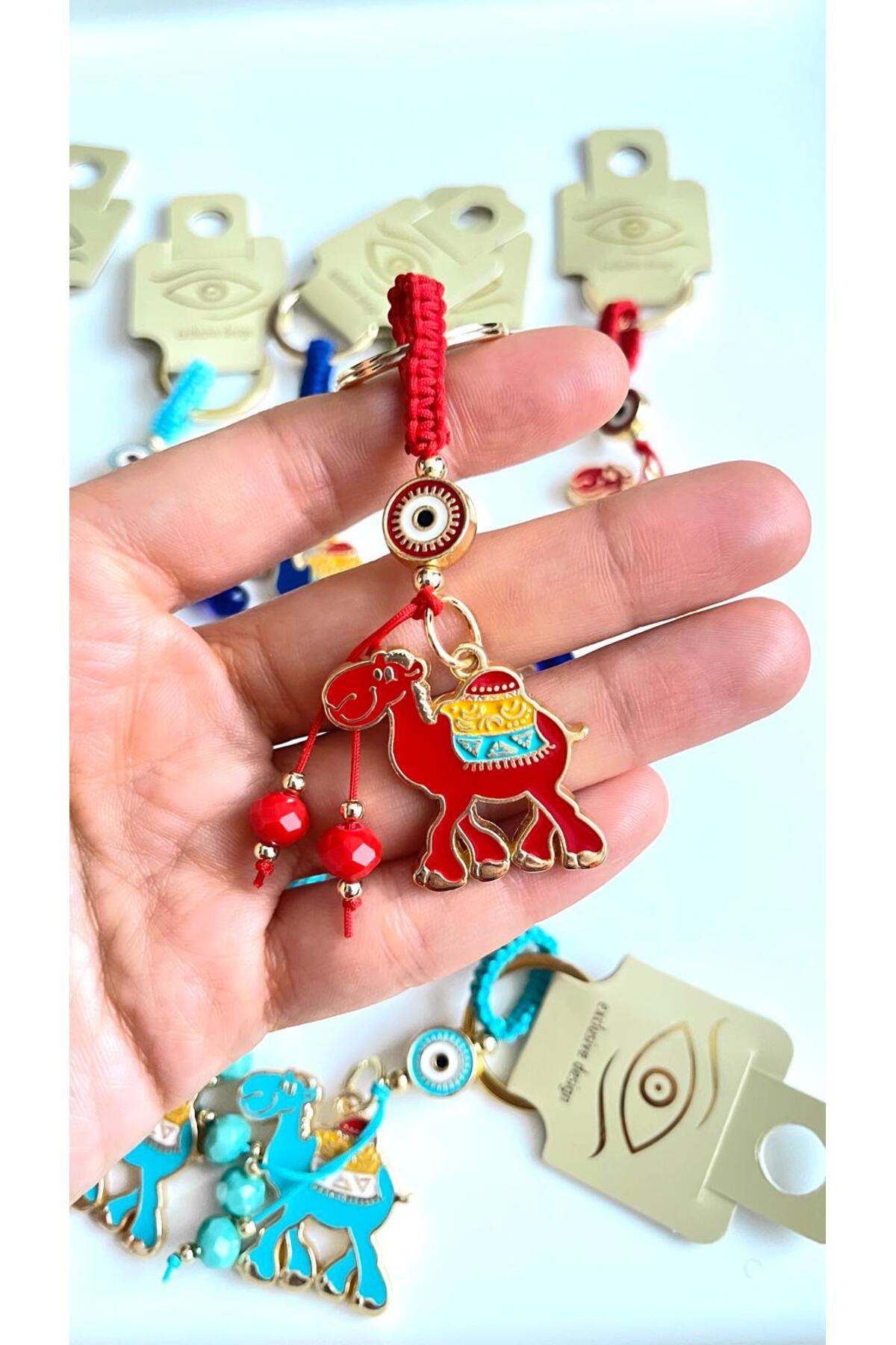 Bella Gold-Plated Animal Charm Keychain - Red Camel Design