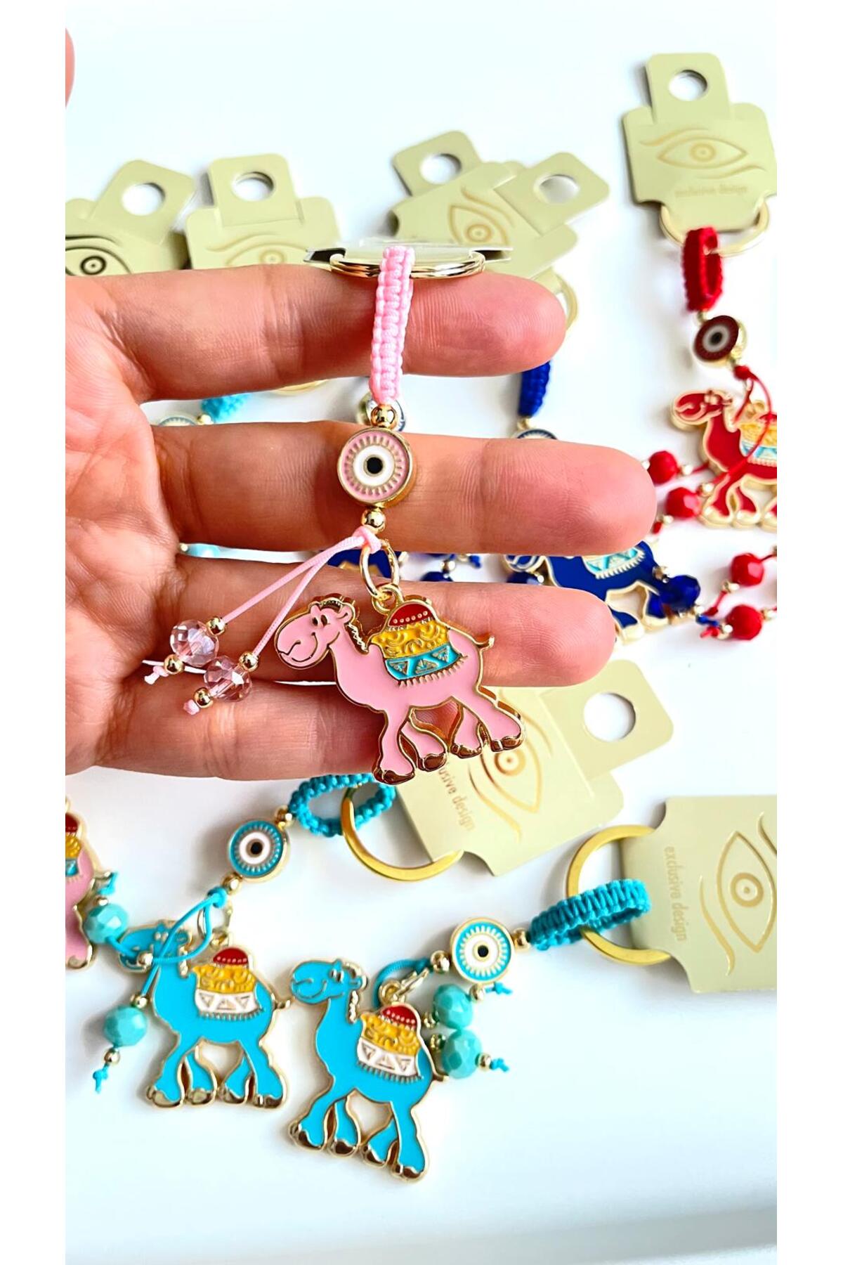 Bella Gold-Plated Animal Charm Keychain - Pink Camel Design