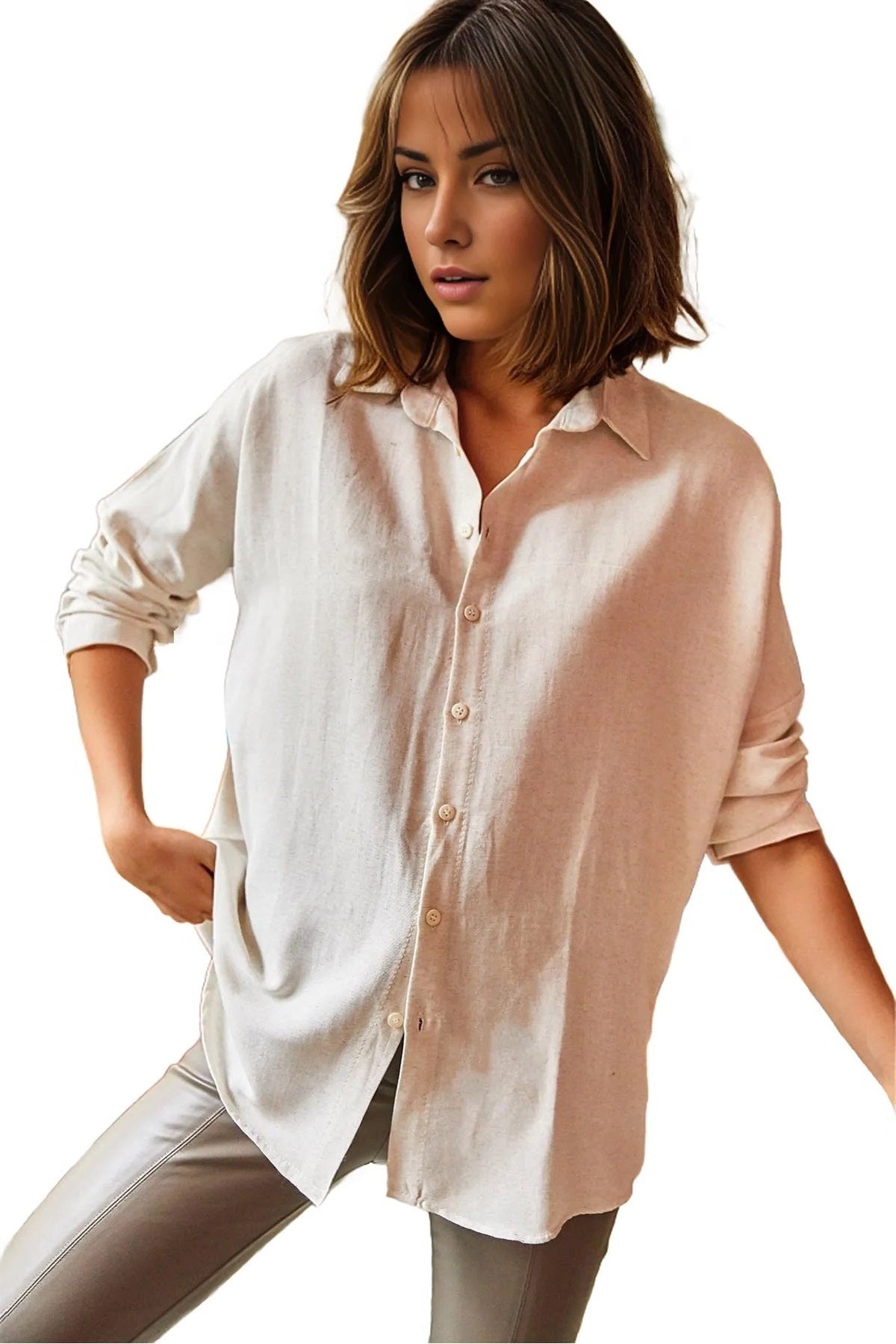 Harriet Women's Oversized Long Sleeve Shirt - Cream