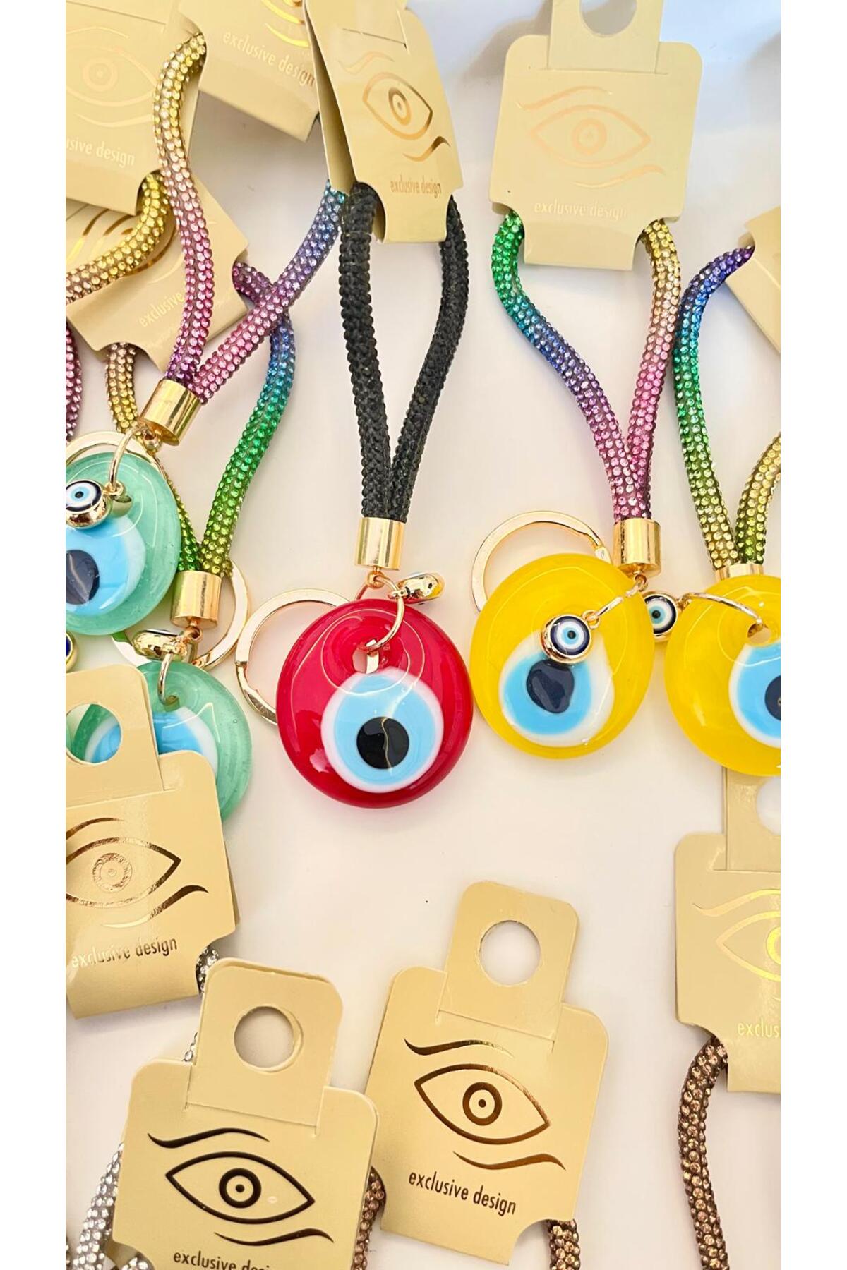 Meredith Glass Evil Eye Cord Charm - Red and Black Cord