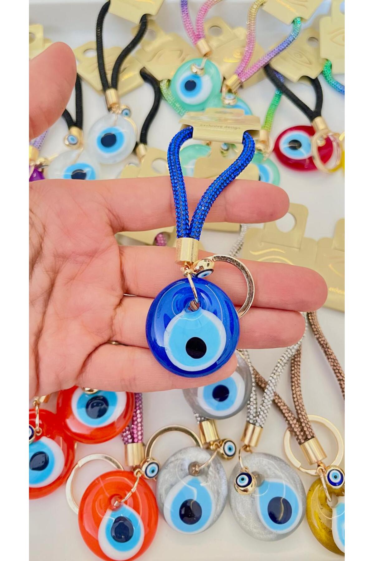 Meredith Glass Evil Eye Cord Charm - Blue Evil Eye Bead