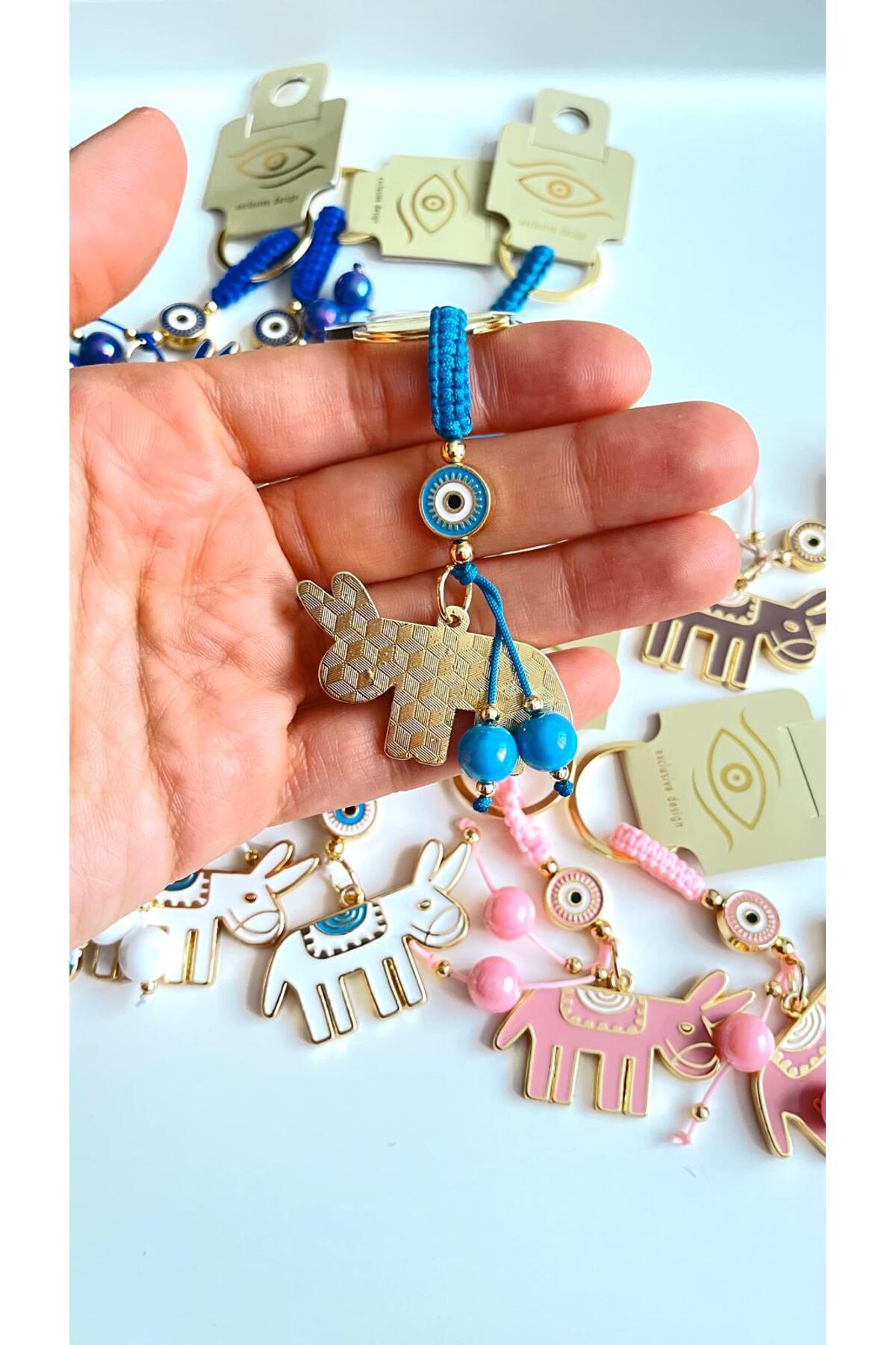 Bella Gold-Plated Animal Charm Keychain - Blue Donkey Design