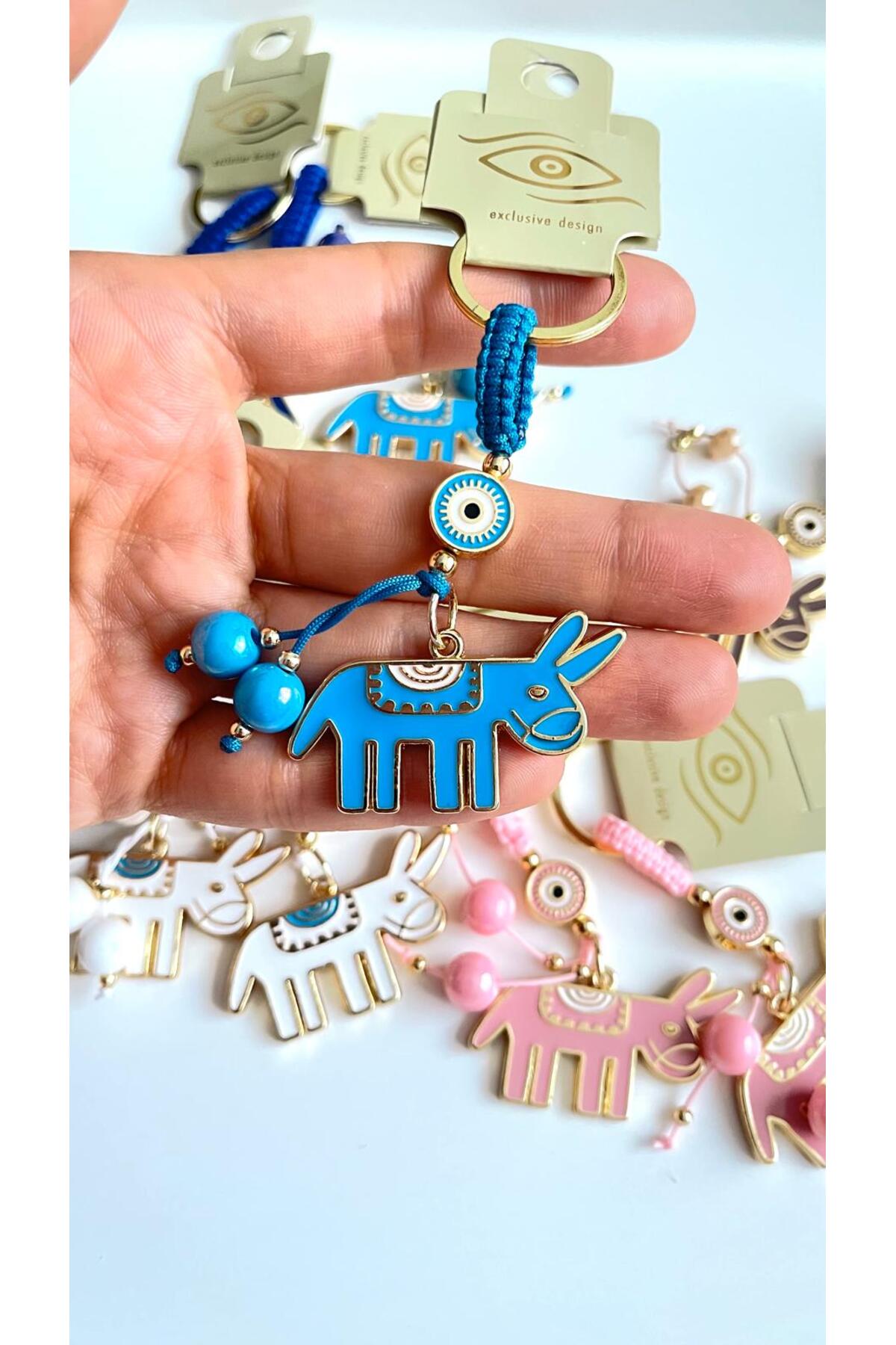 Bella Gold-Plated Animal Charm Keychain - Blue Donkey Design