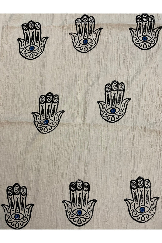 Mia Cotton Turkish Peshtemal Beach Towel - Hamsa