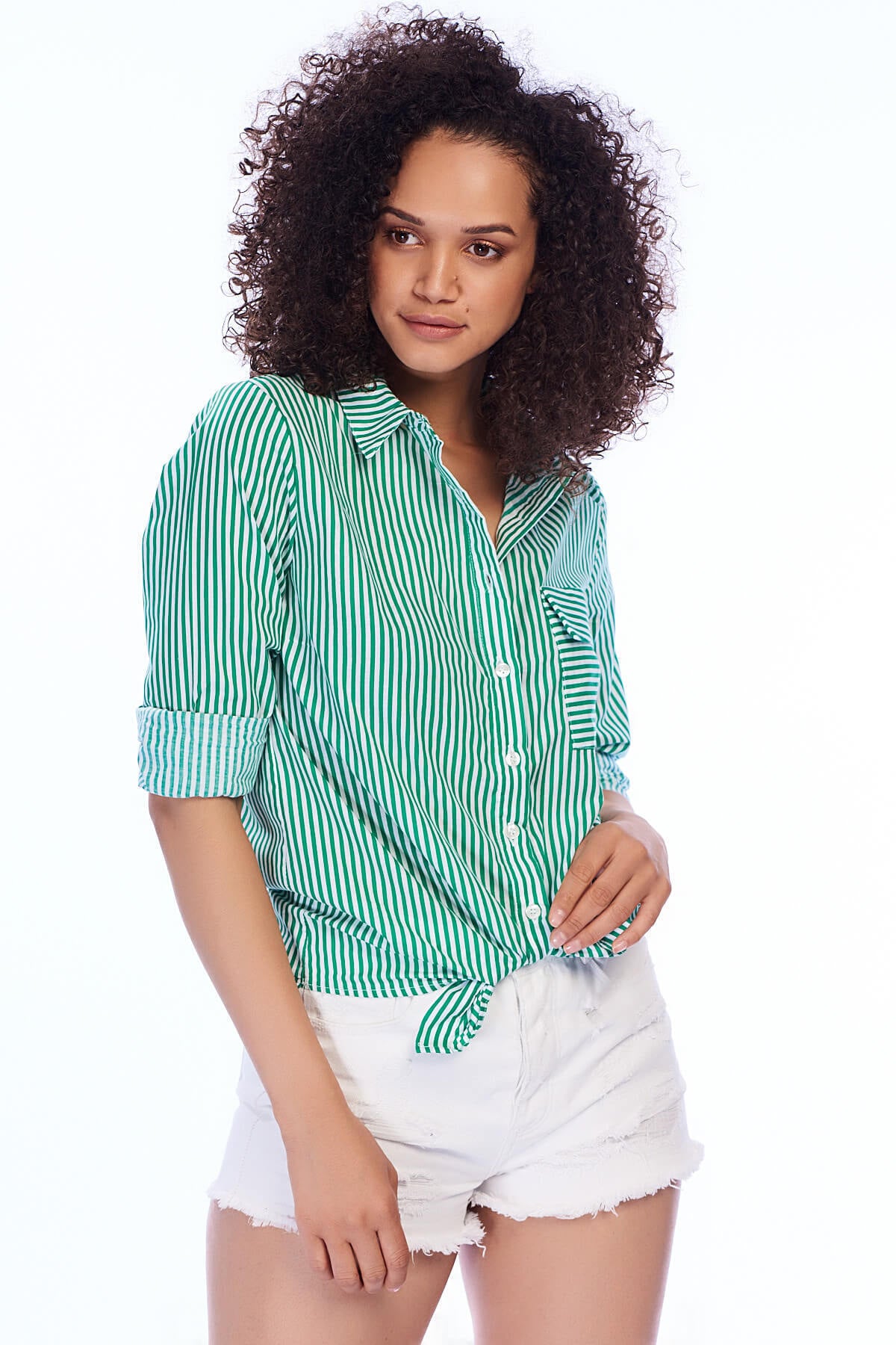 Opal Women's Shirt - Green Striped