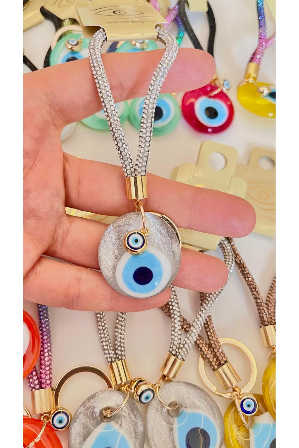 Meredith Glass Evil Eye Cord Charm - Silver-Tone