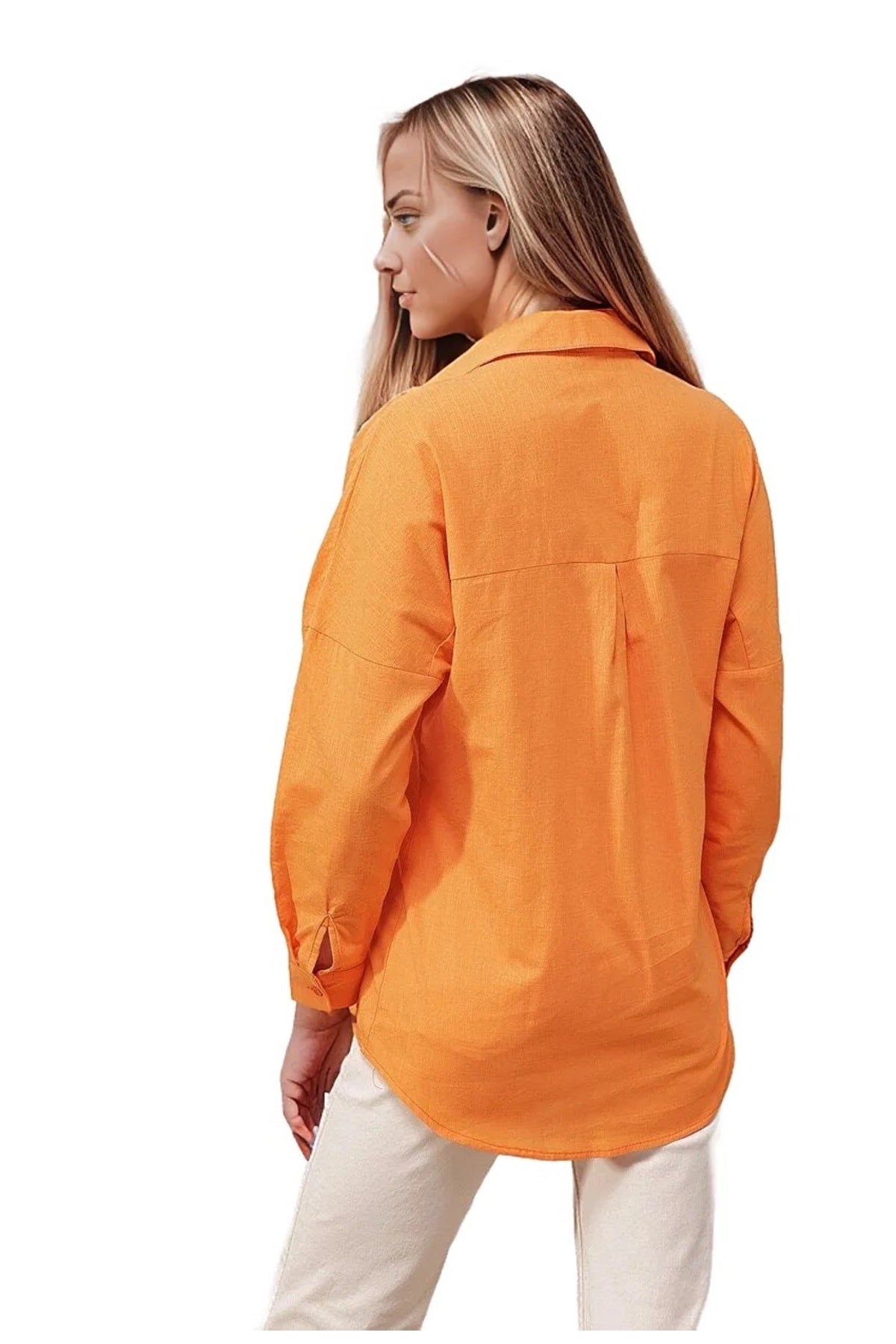 Clementine Women's Pocket Button-Up Shirt - Orange