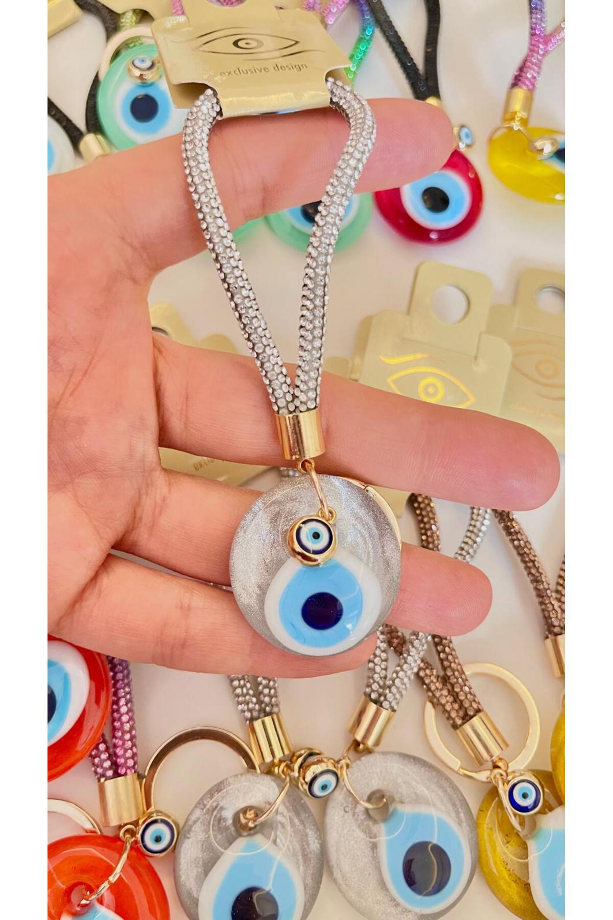 Meredith Glass Evil Eye Cord Charm - Silver-Tone
