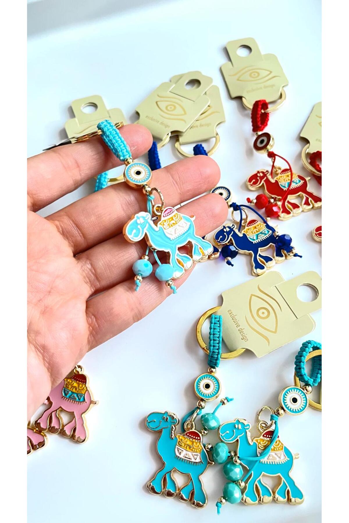 Bella Gold-Plated Animal Charm Keychain - Blue Camel Design