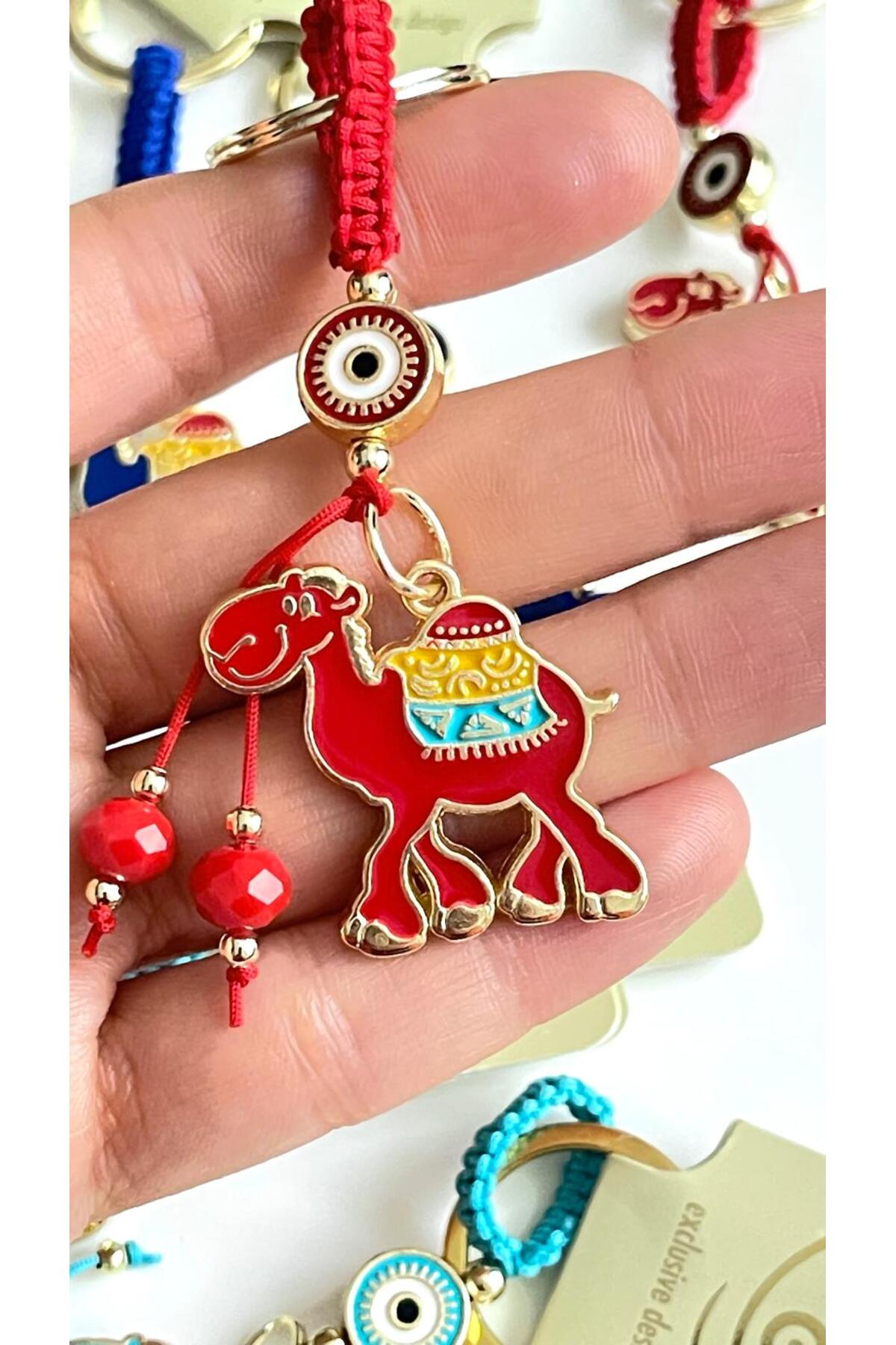 Bella Gold-Plated Animal Charm Keychain - Red Camel Design