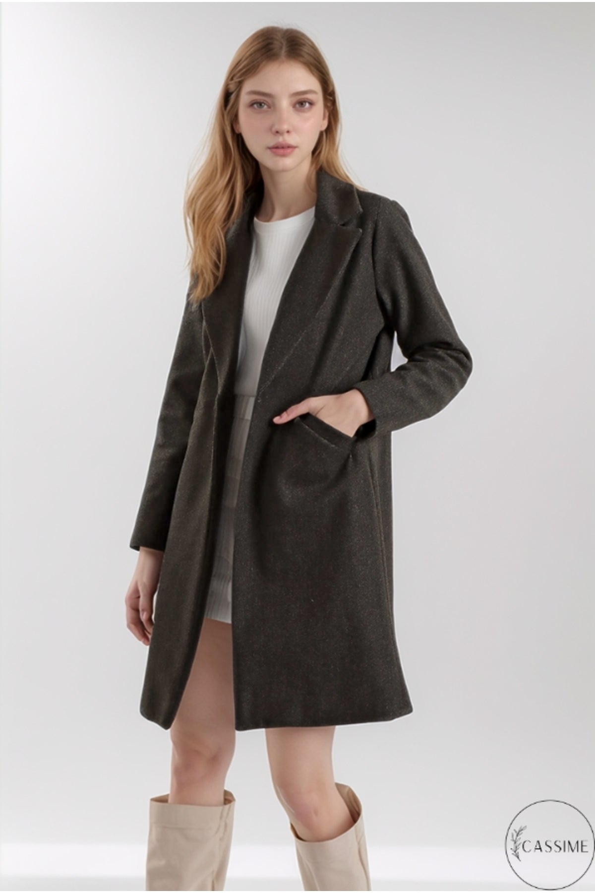Felicity Women's Felted Fabric Coat - Charcoal