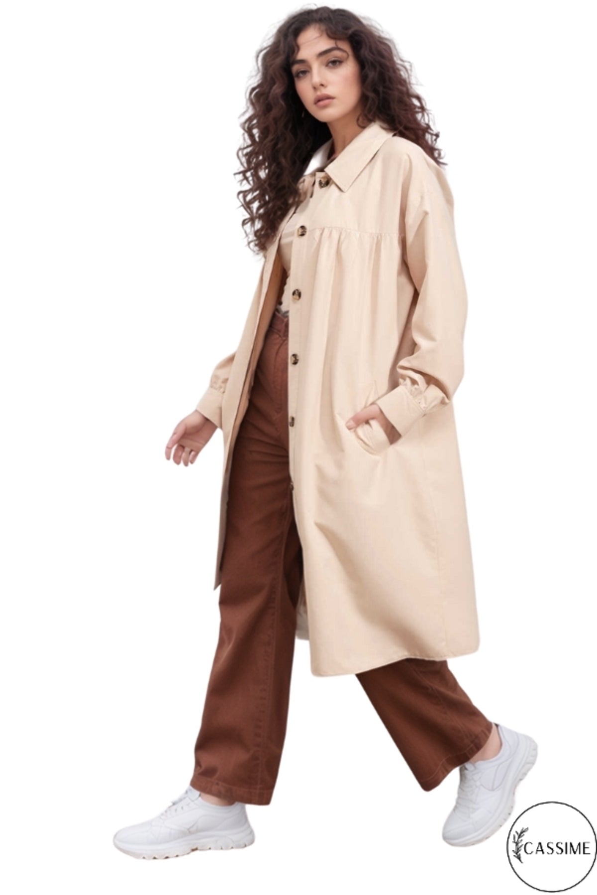 Esther Women's Transitional Trench Coat - Cream