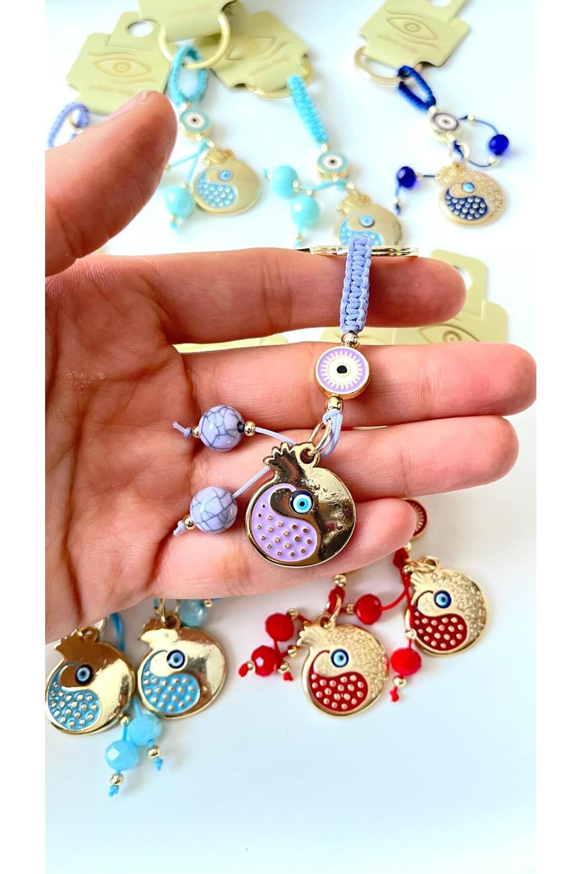 Abigail Silver-Plated Evil Eye Keychain - Lilac
